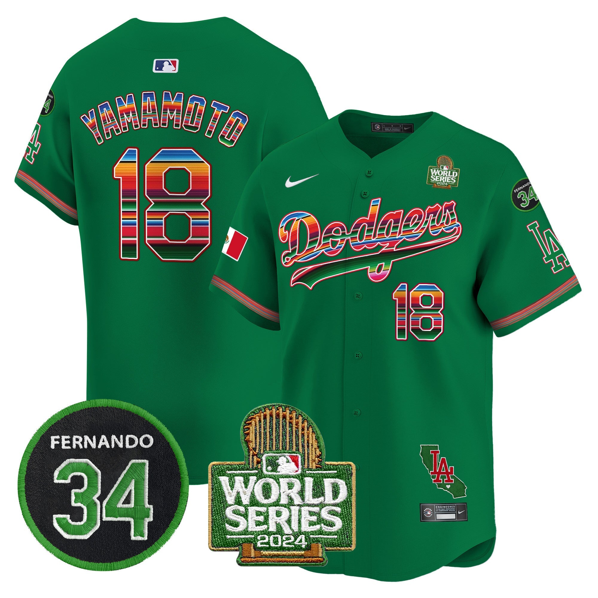 Men’s Mexico Fernando Memorial & 2024 World Series Patch Vapor Premier Limited Jersey V2