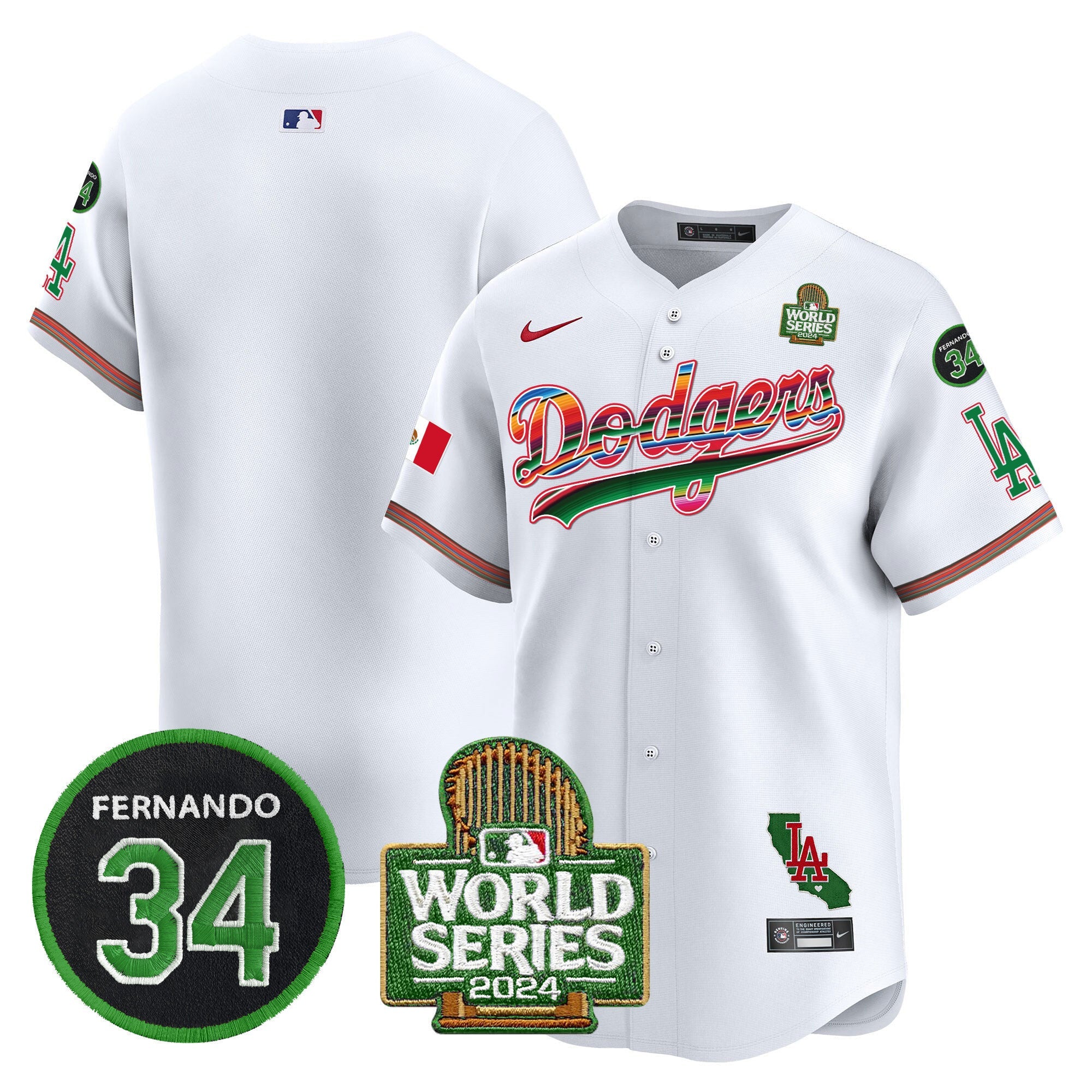 Men’s Mexico Fernando Memorial & 2024 World Series Patch Vapor Premier Limited Jersey V2