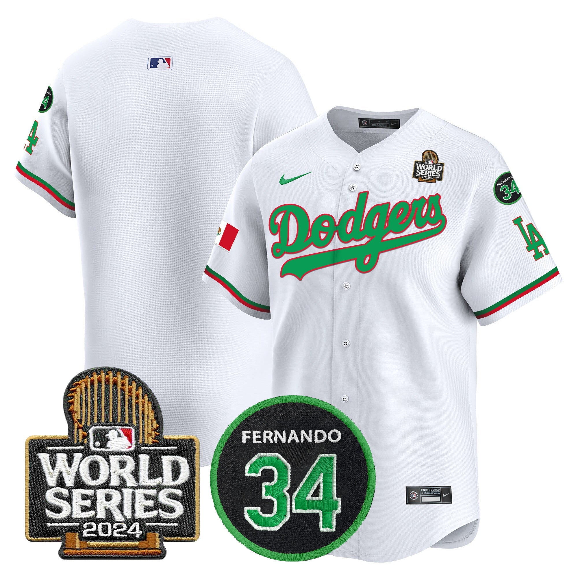 Men’s Mexico Fernando Memorial & 2024 World Series Patch Vapor Premier Limited Jersey V3