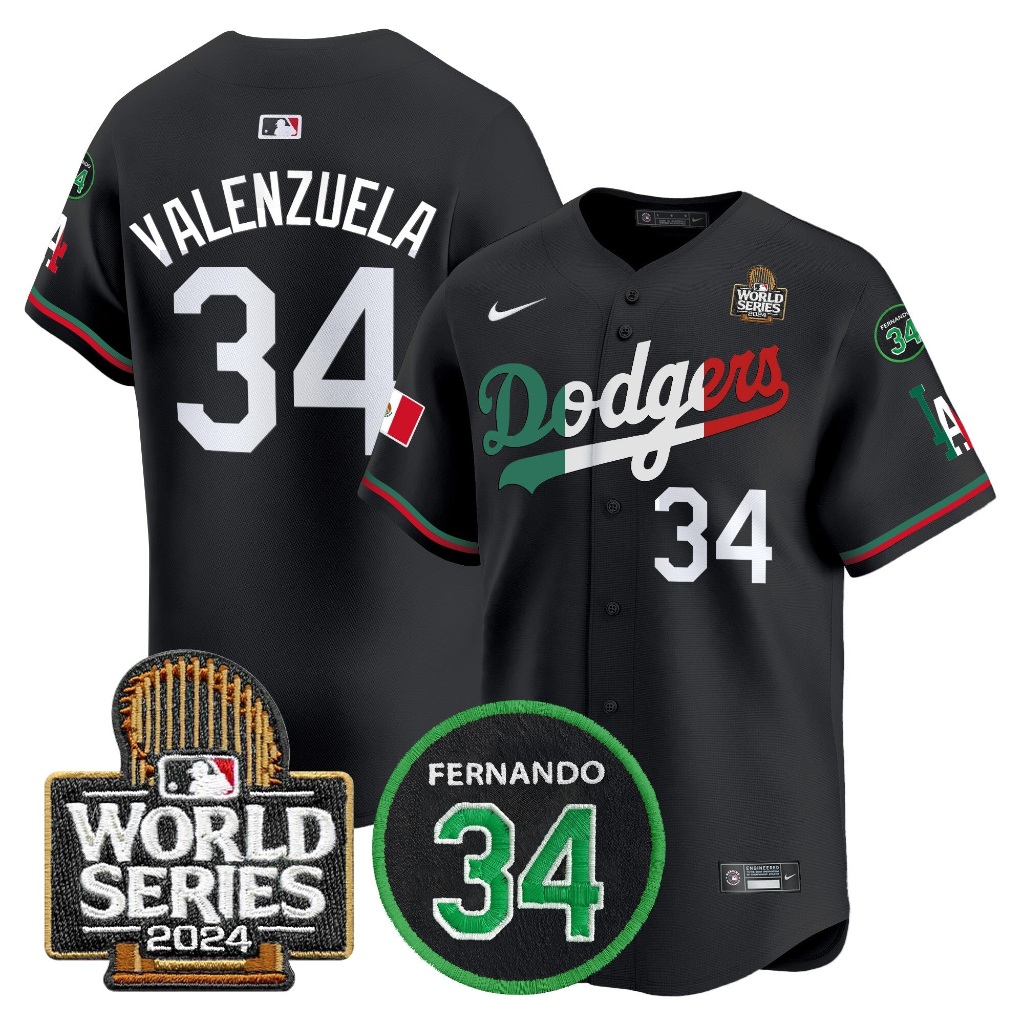 Men’s Mexico Fernando Memorial & 2024 World Series Patch Vapor Premier Limited Jersey V3