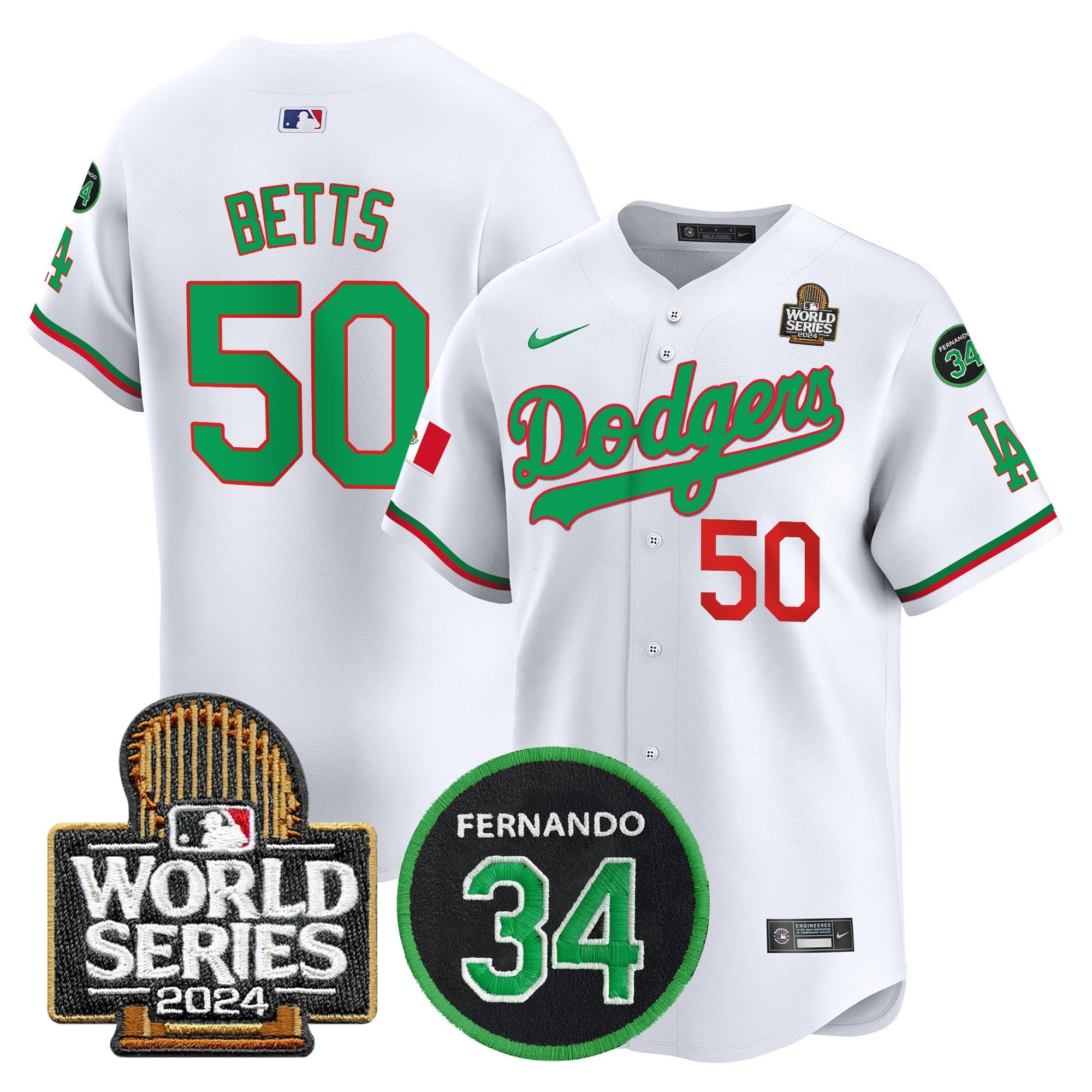 Men’s Mexico Fernando Memorial & 2024 World Series Patch Vapor Premier Limited Jersey V3
