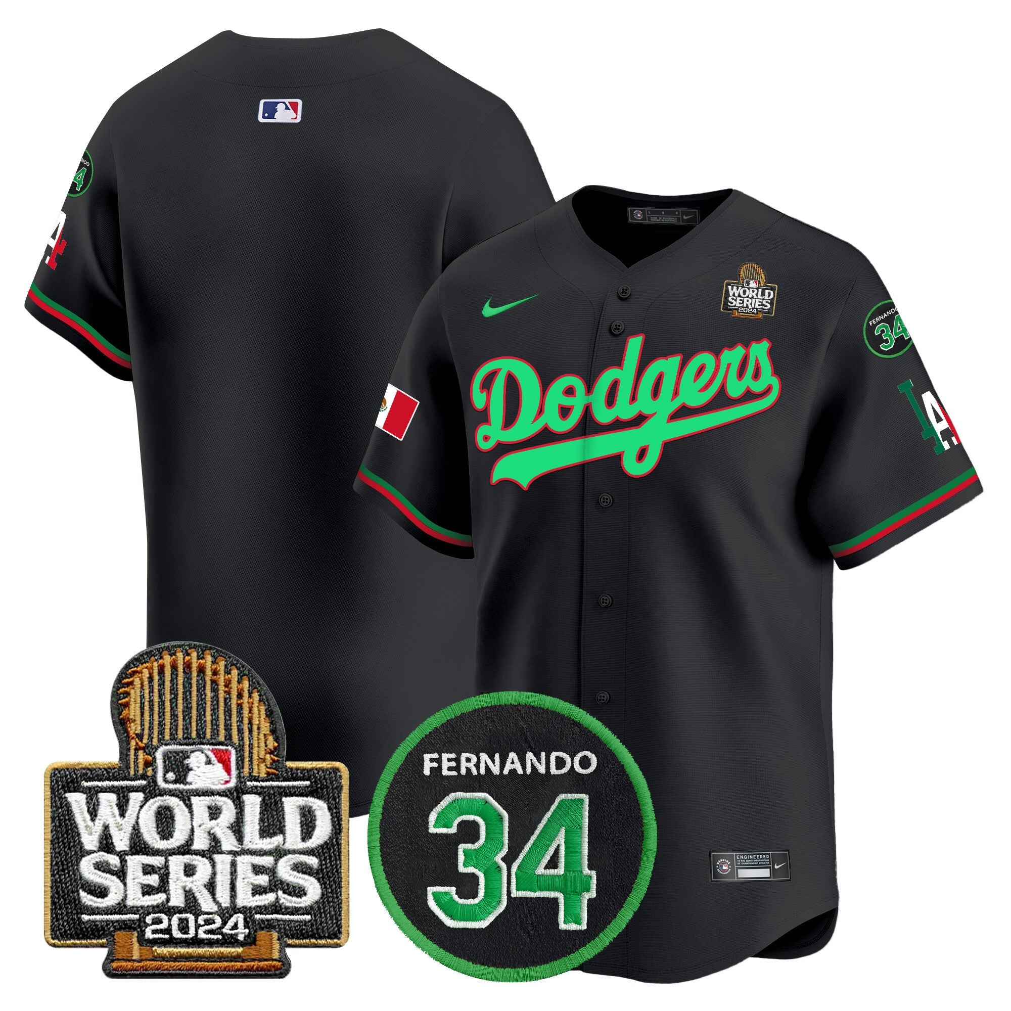 Men’s Mexico Fernando Memorial & 2024 World Series Patch Vapor Premier Limited Jersey V3