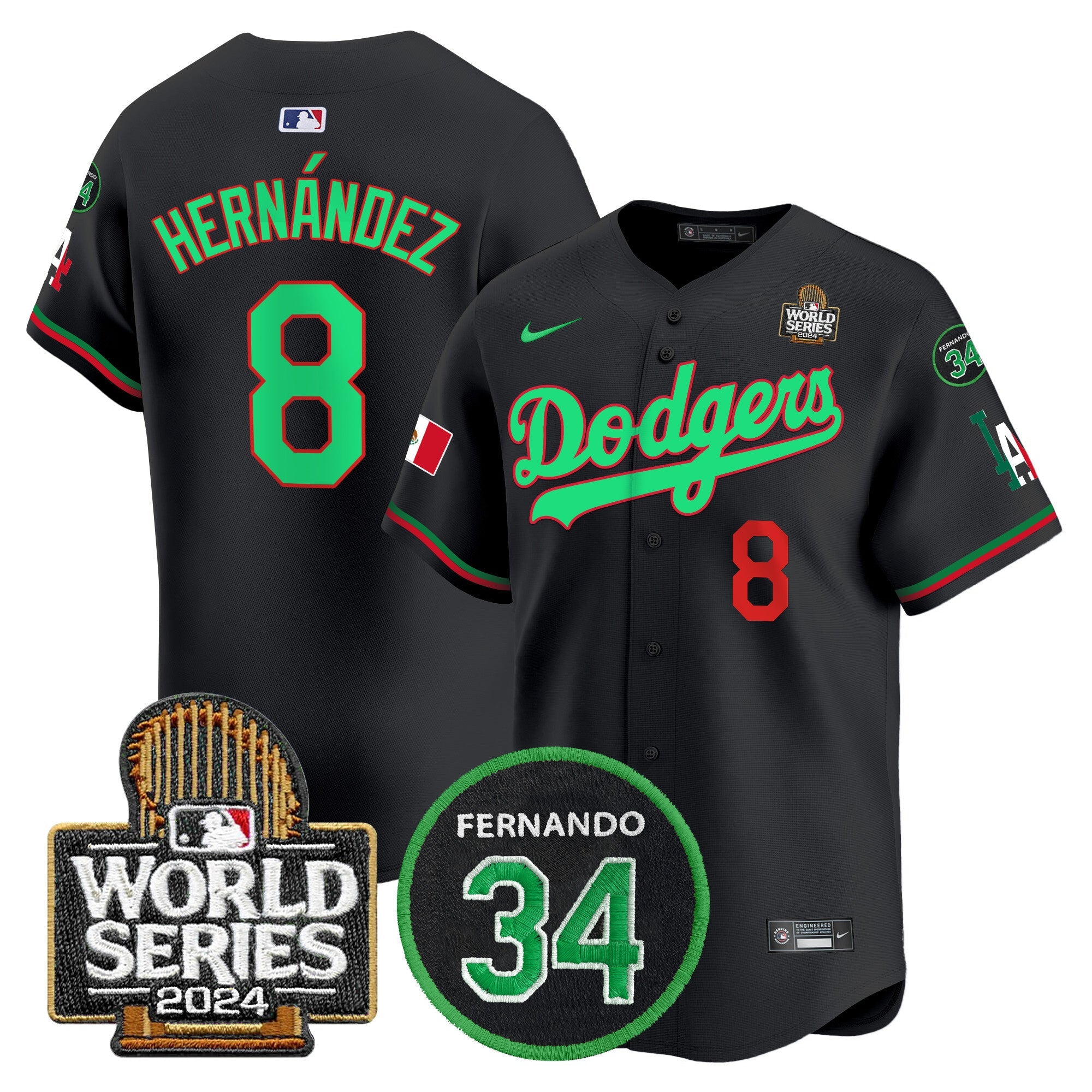 Men’s Mexico Fernando Memorial & 2024 World Series Patch Vapor Premier Limited Jersey V3