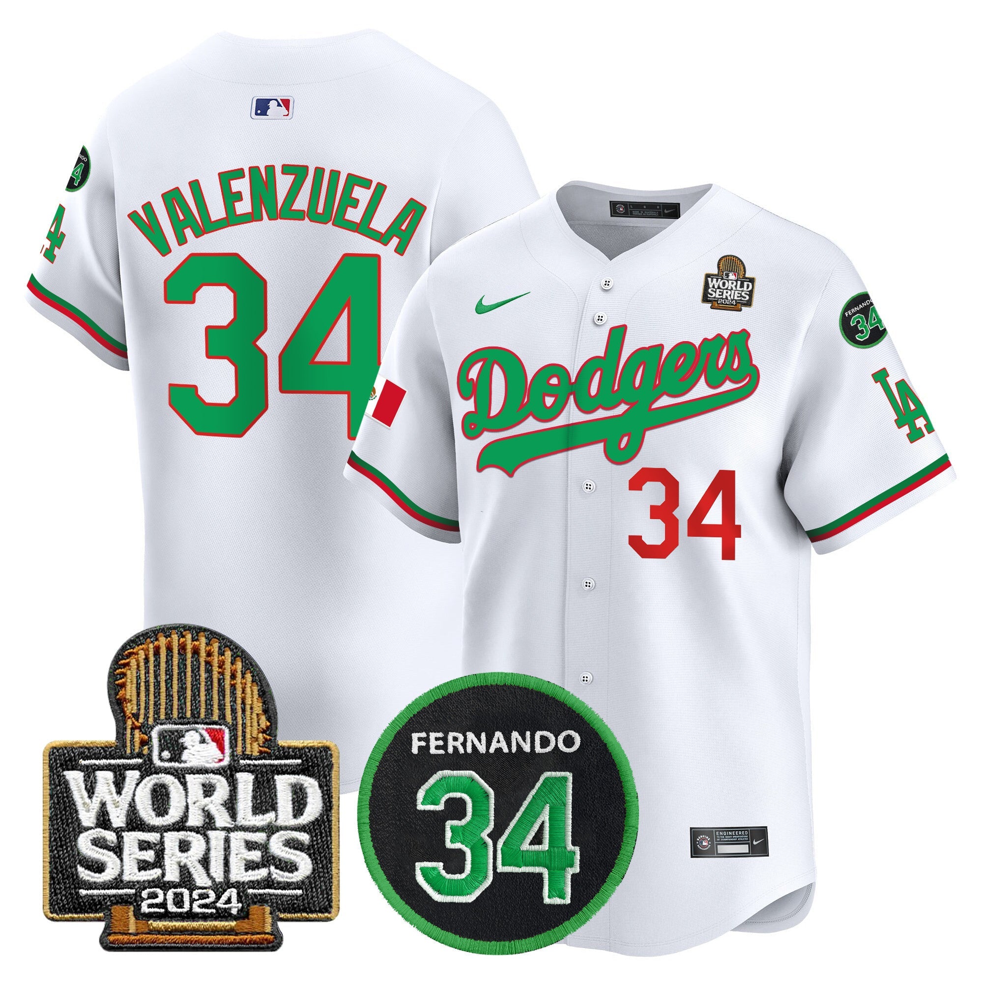 Men’s Mexico Fernando Memorial & 2024 World Series Patch Vapor Premier Limited Jersey V3