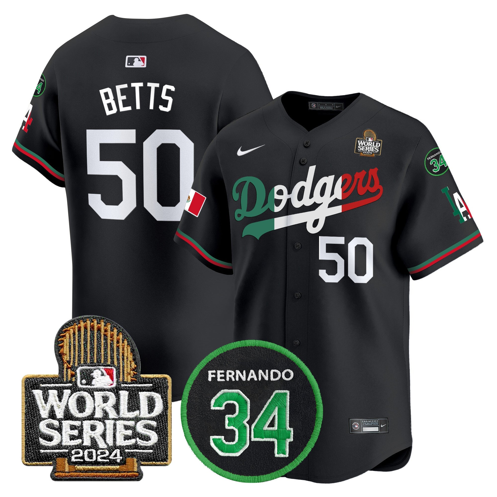 Men’s Mexico Fernando Memorial & 2024 World Series Patch Vapor Premier Limited Jersey V3