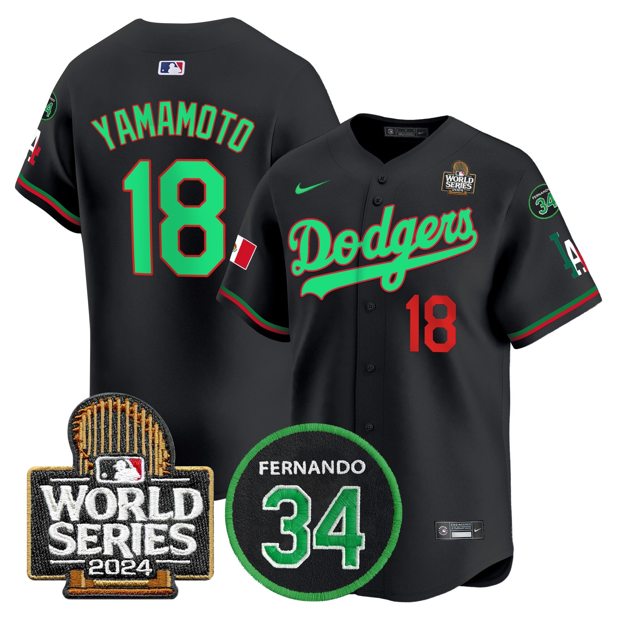 Men’s Mexico Fernando Memorial & 2024 World Series Patch Vapor Premier Limited Jersey V3