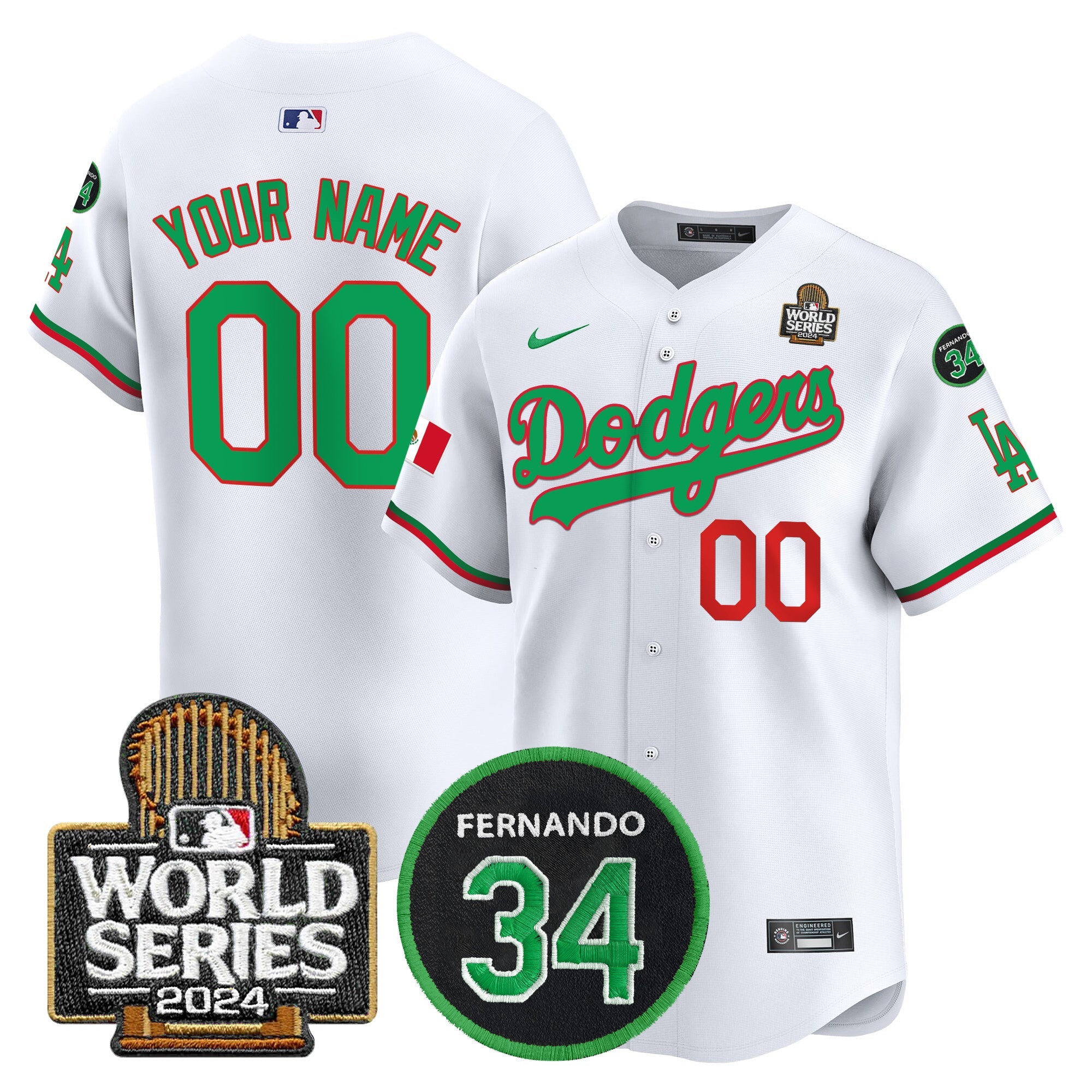 Mexico Fernando Memorial & 2024 World Series Patch Vapor Premier Limited Custom Jersey V3