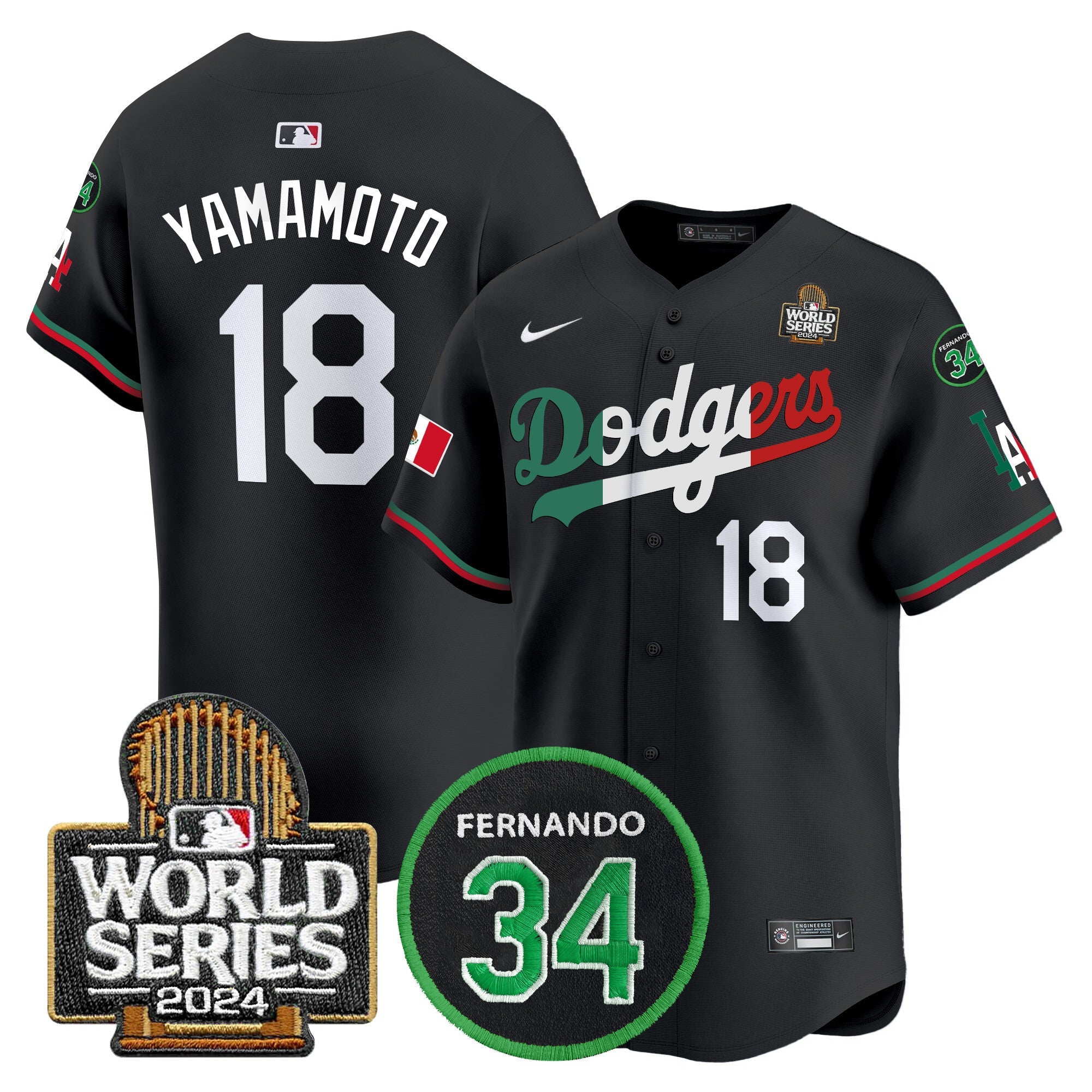 Men’s Mexico Fernando Memorial & 2024 World Series Patch Vapor Premier Limited Jersey V3