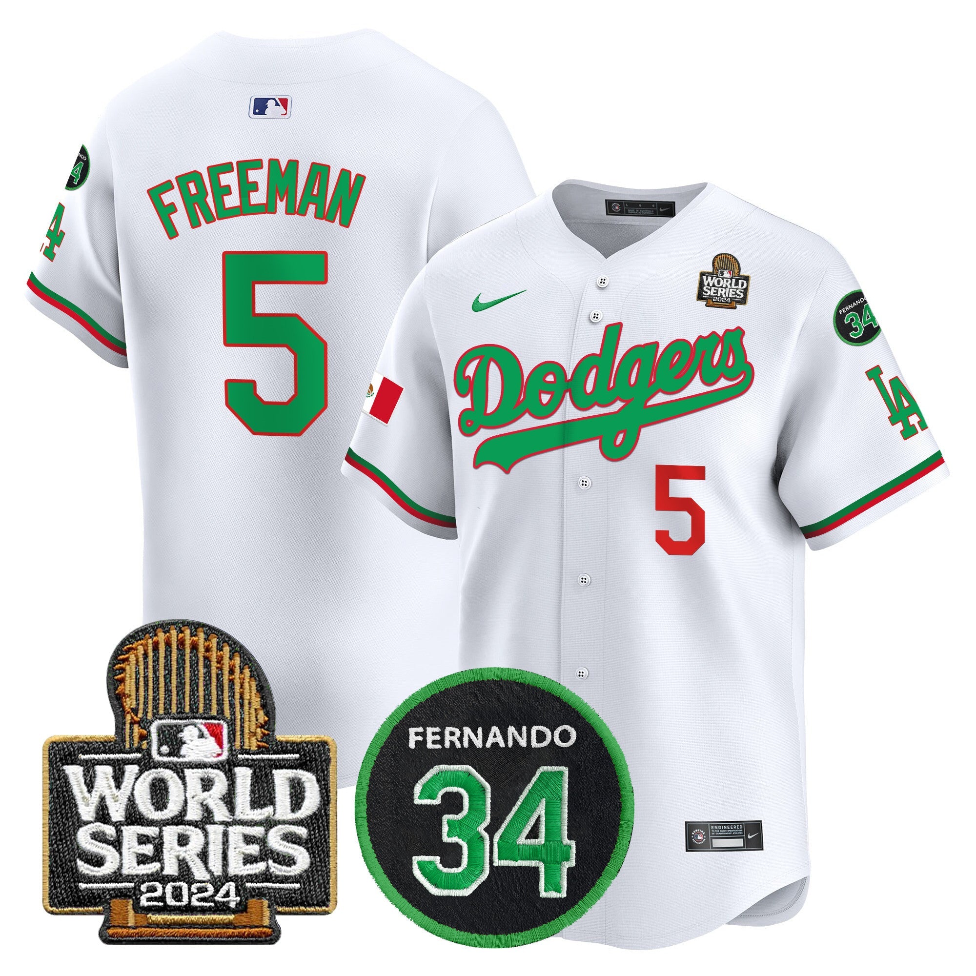 Men’s Mexico Fernando Memorial & 2024 World Series Patch Vapor Premier Limited Jersey V3