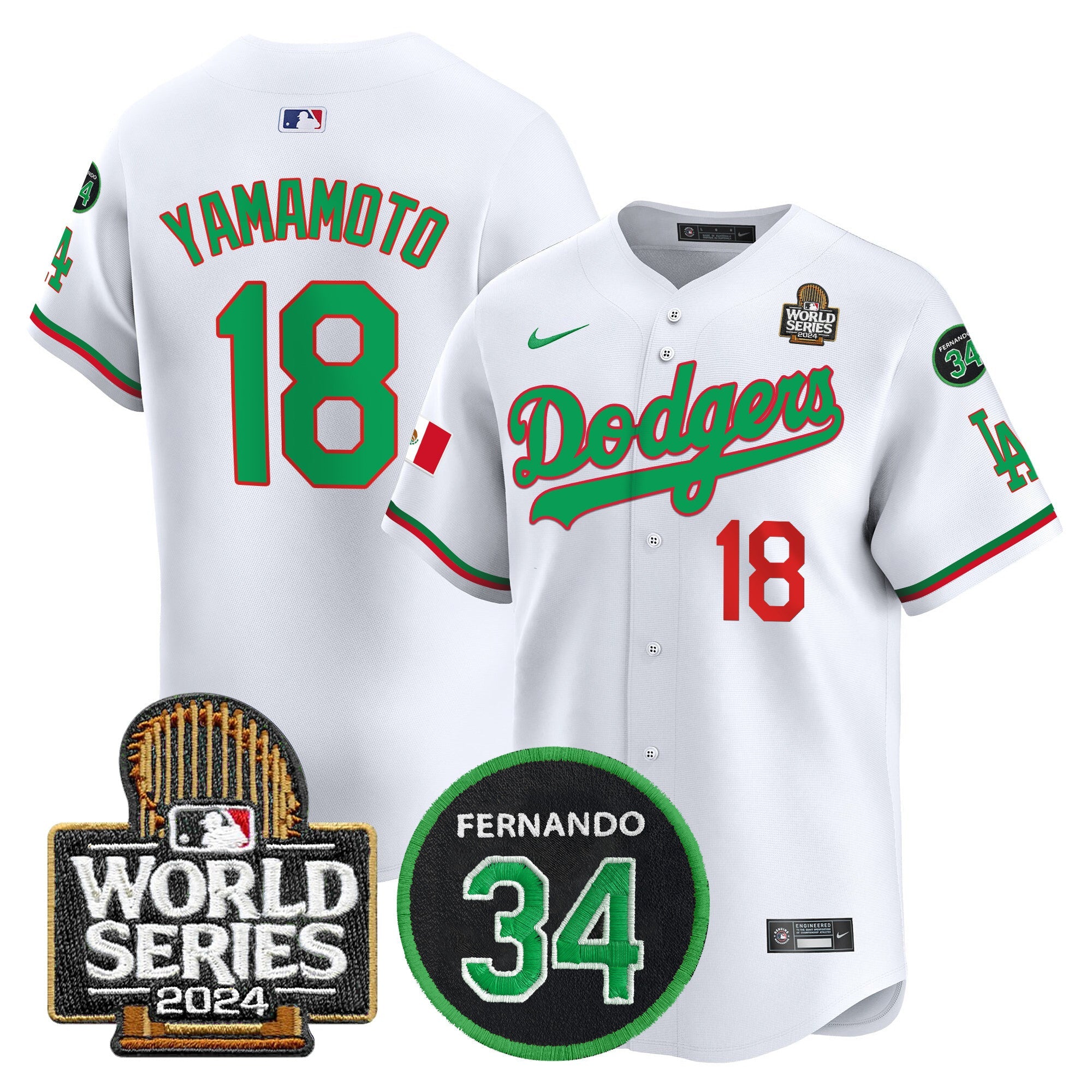 Men’s Mexico Fernando Memorial & 2024 World Series Patch Vapor Premier Limited Jersey V3