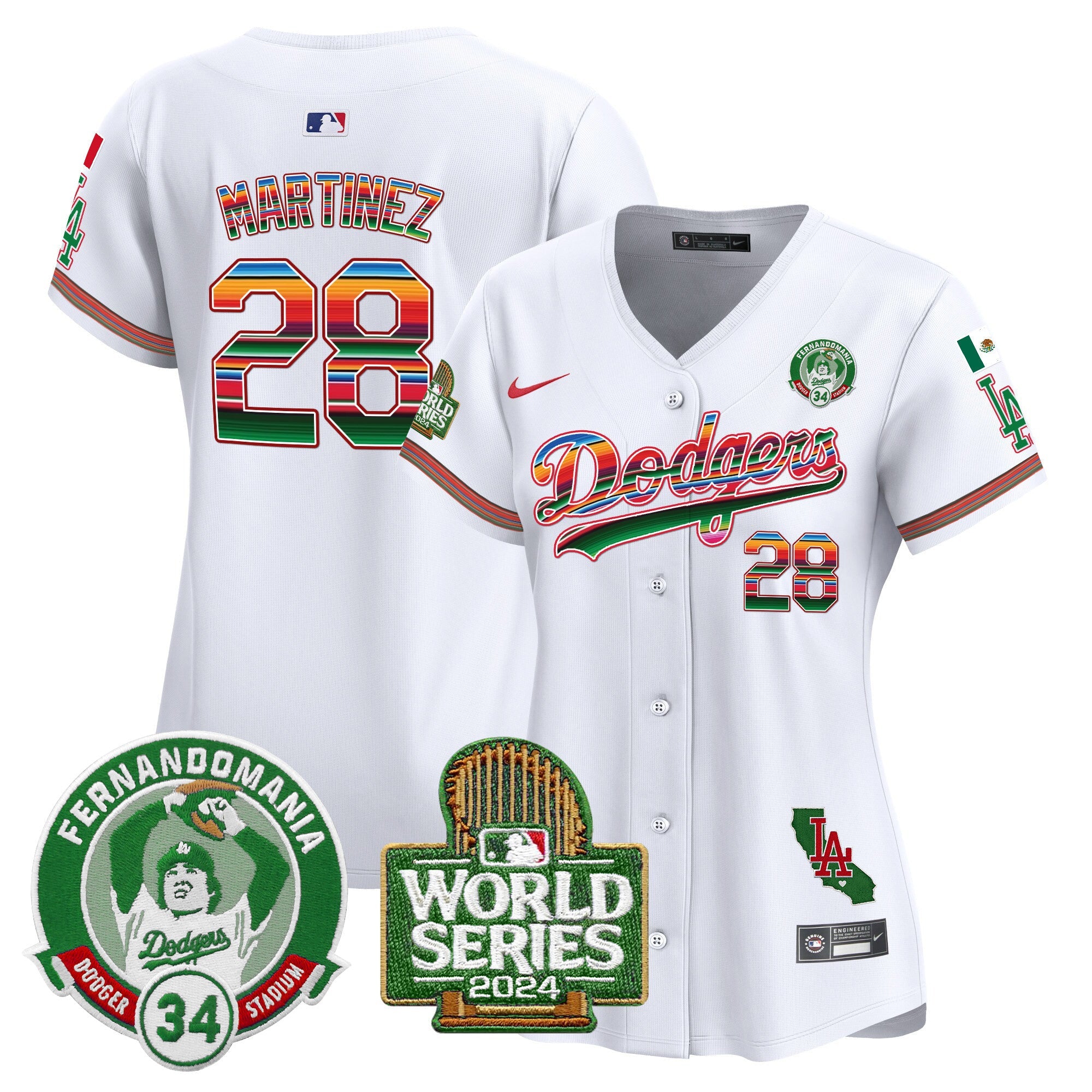 Women’s Mexico Fernando Valenzuela & 2024 World Series Patch Vapor Premier Limited Jersey