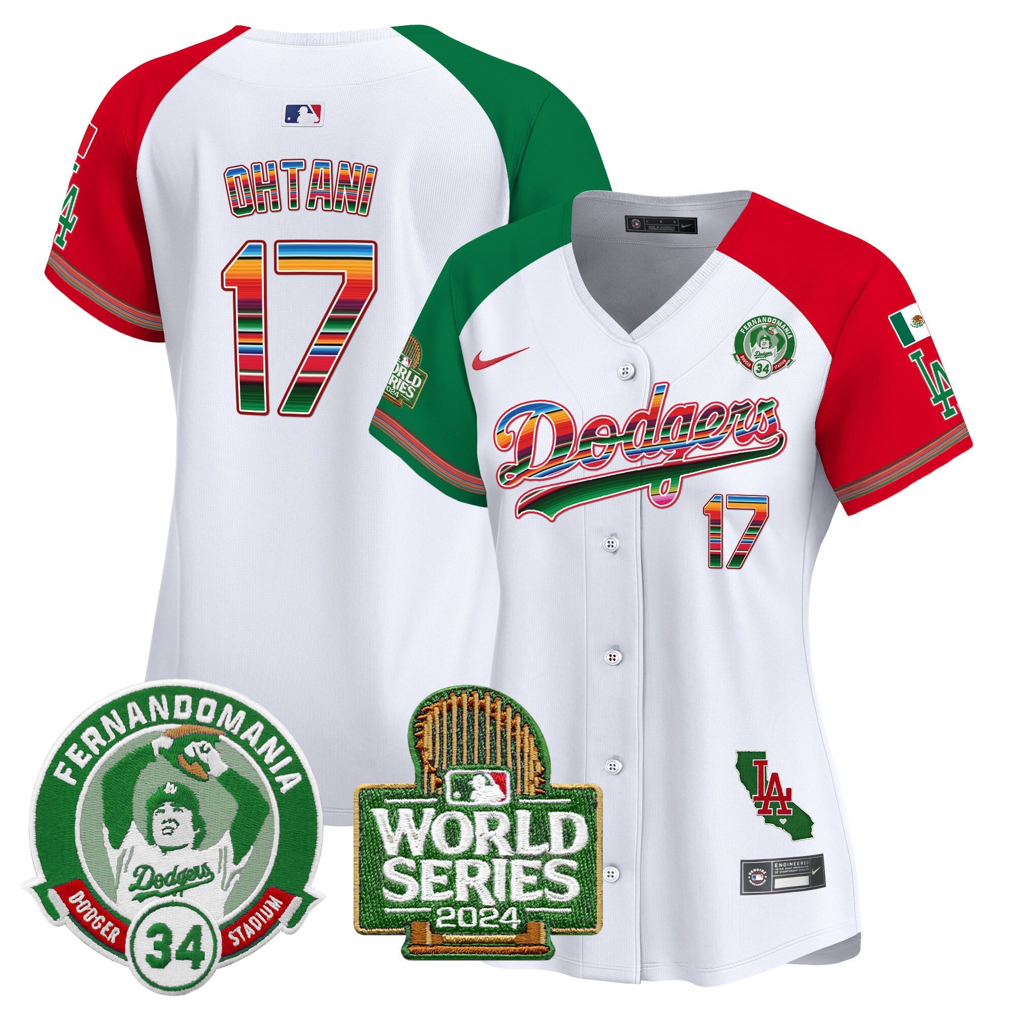 Women’s Mexico Fernando Valenzuela & 2024 World Series Patch Vapor Premier Limited Jersey