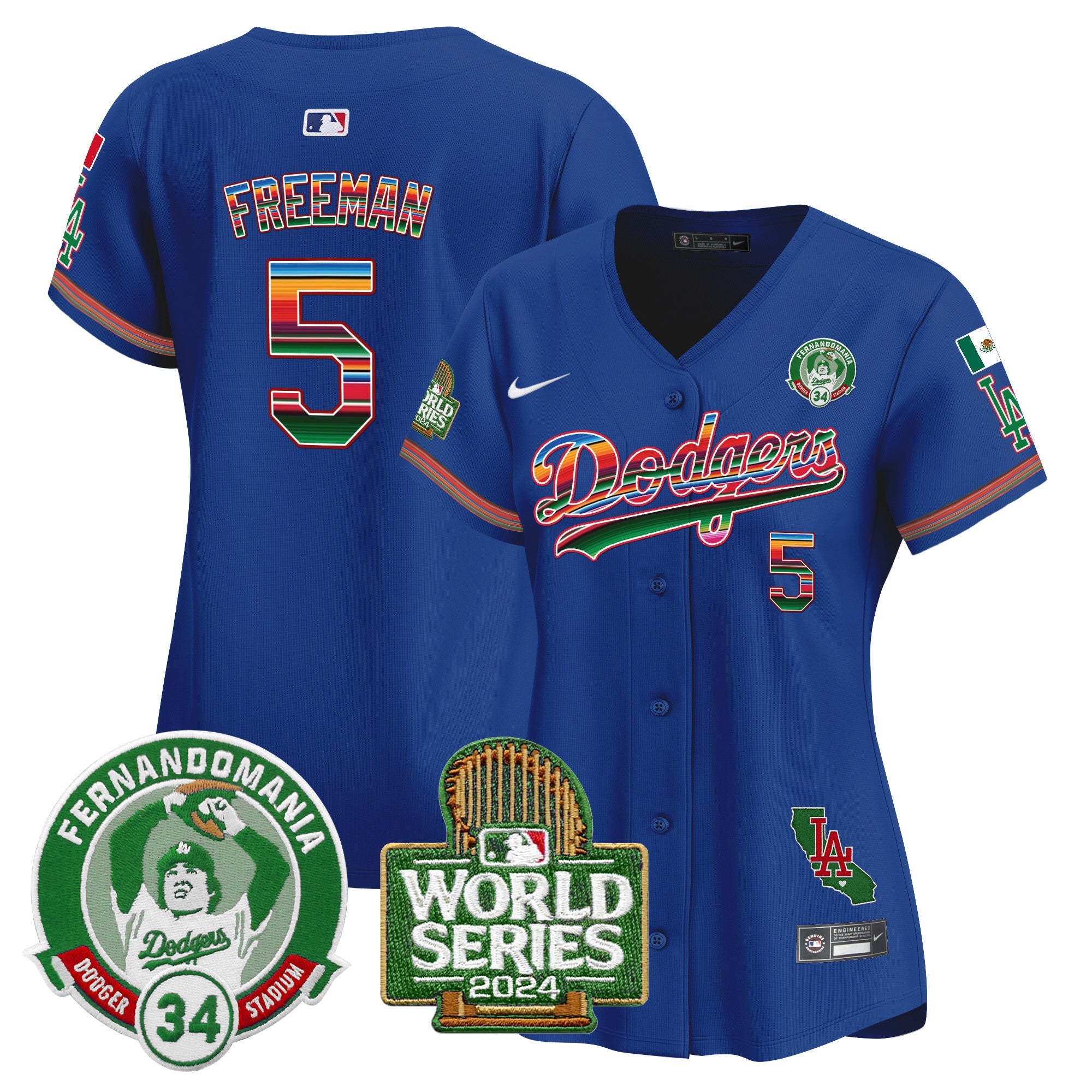 Women’s Mexico Fernando Valenzuela & 2024 World Series Patch Vapor Premier Limited Jersey