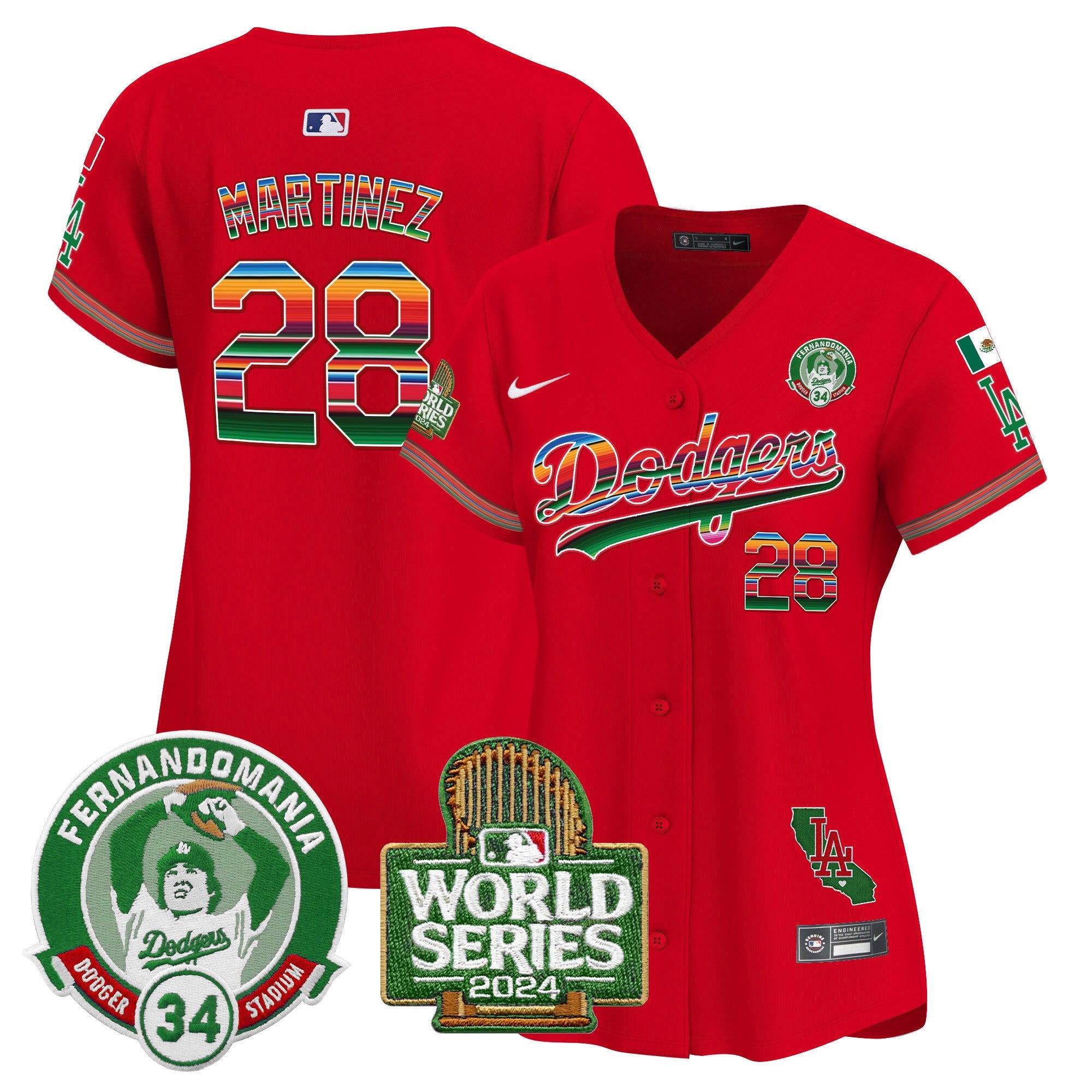 Women’s Mexico Fernando Valenzuela & 2024 World Series Patch Vapor Premier Limited Jersey