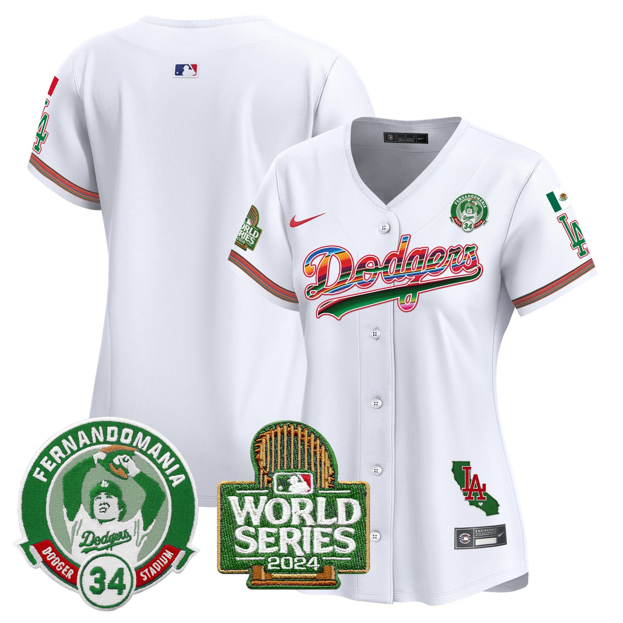 Women’s Mexico Fernando Valenzuela & 2024 World Series Patch Vapor Premier Limited Jersey