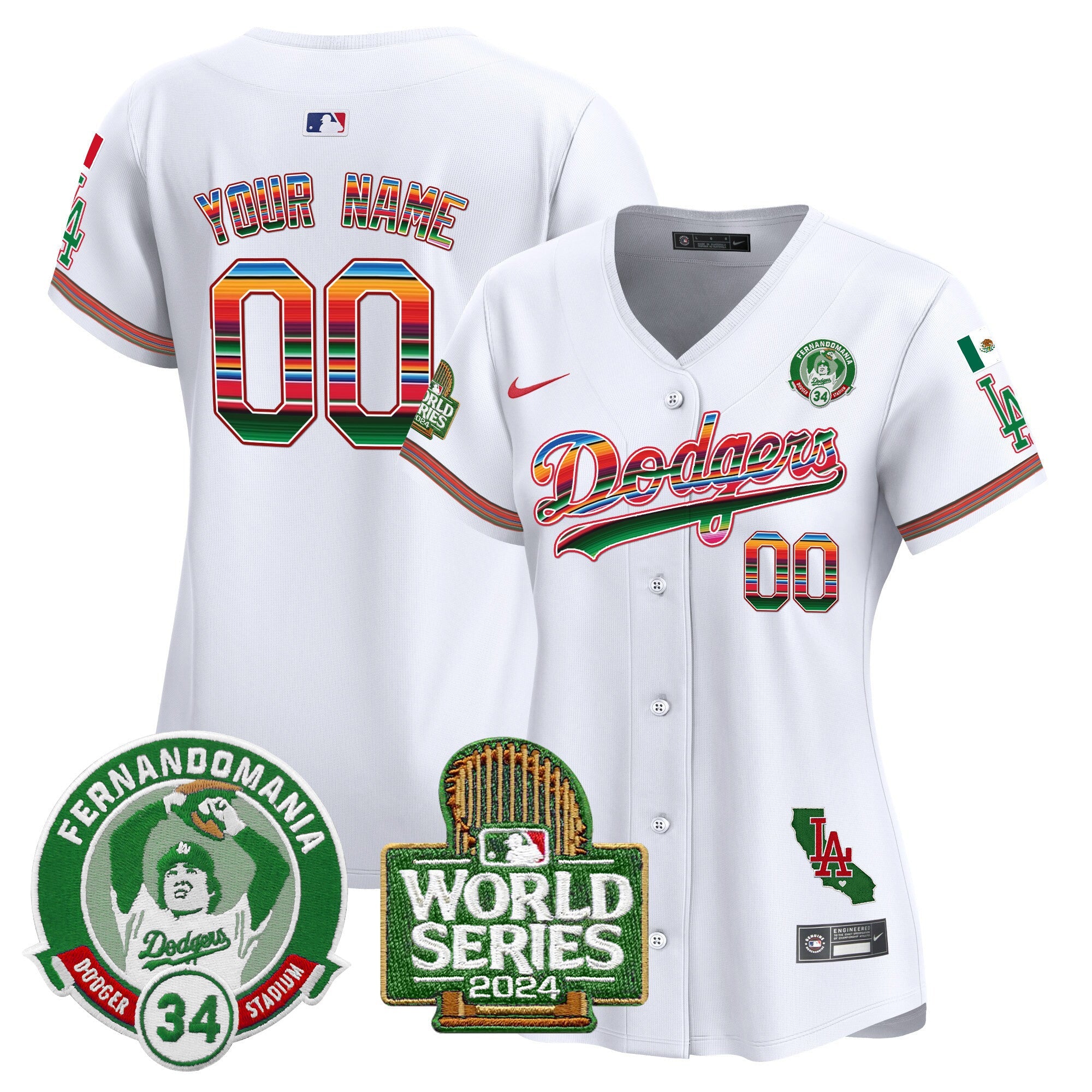 Mexico Fernando Valenzuela & 2024 World Series Patch Vapor Premier Limited Custom Jersey