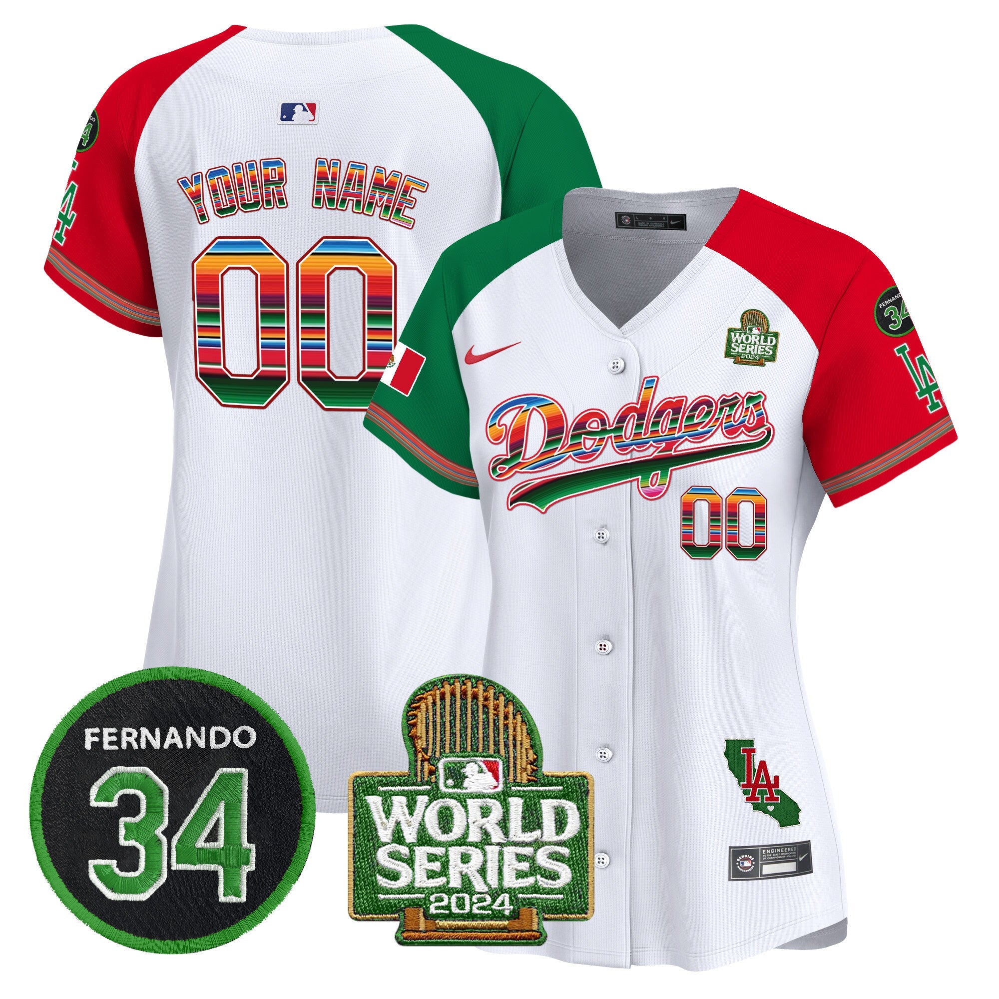 Mexico Fernando Memorial & 2024 World Series Patch Vapor Premier Limited Custom Jersey V2