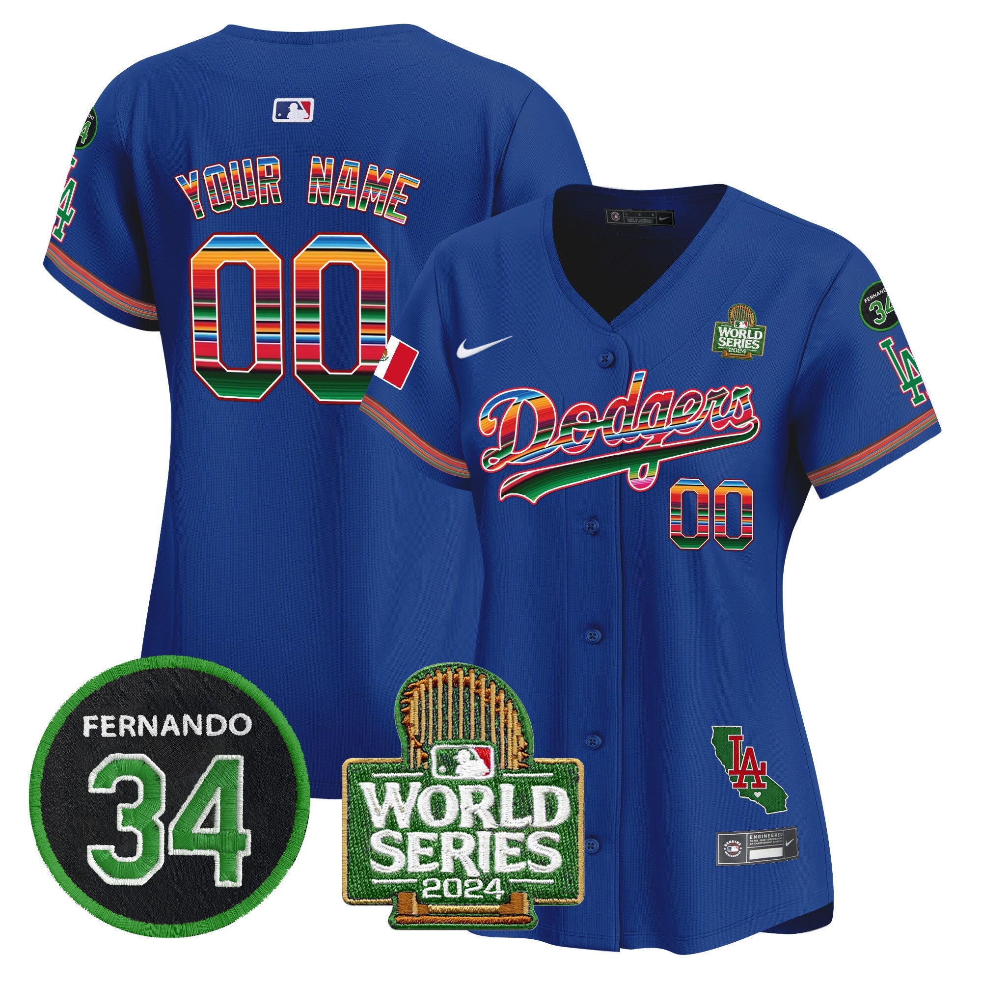 Mexico Fernando Memorial & 2024 World Series Patch Vapor Premier Limited Custom Jersey V2