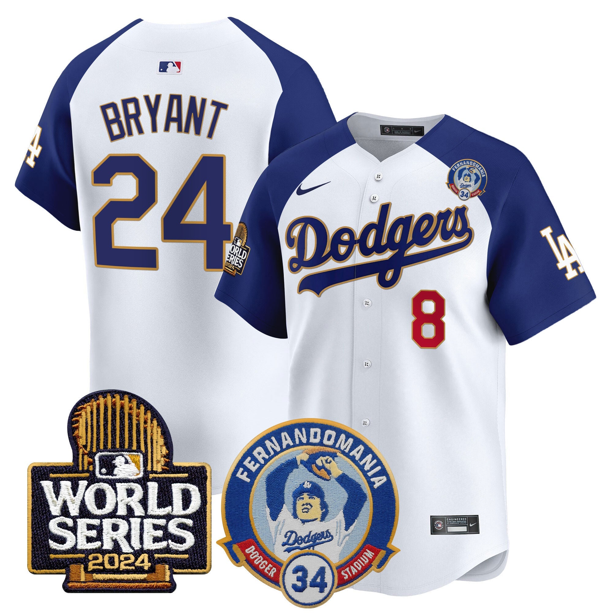 Men’s Fernando Valenzuela & 2024 World Series Patch Vapor Premier Limited Jersey