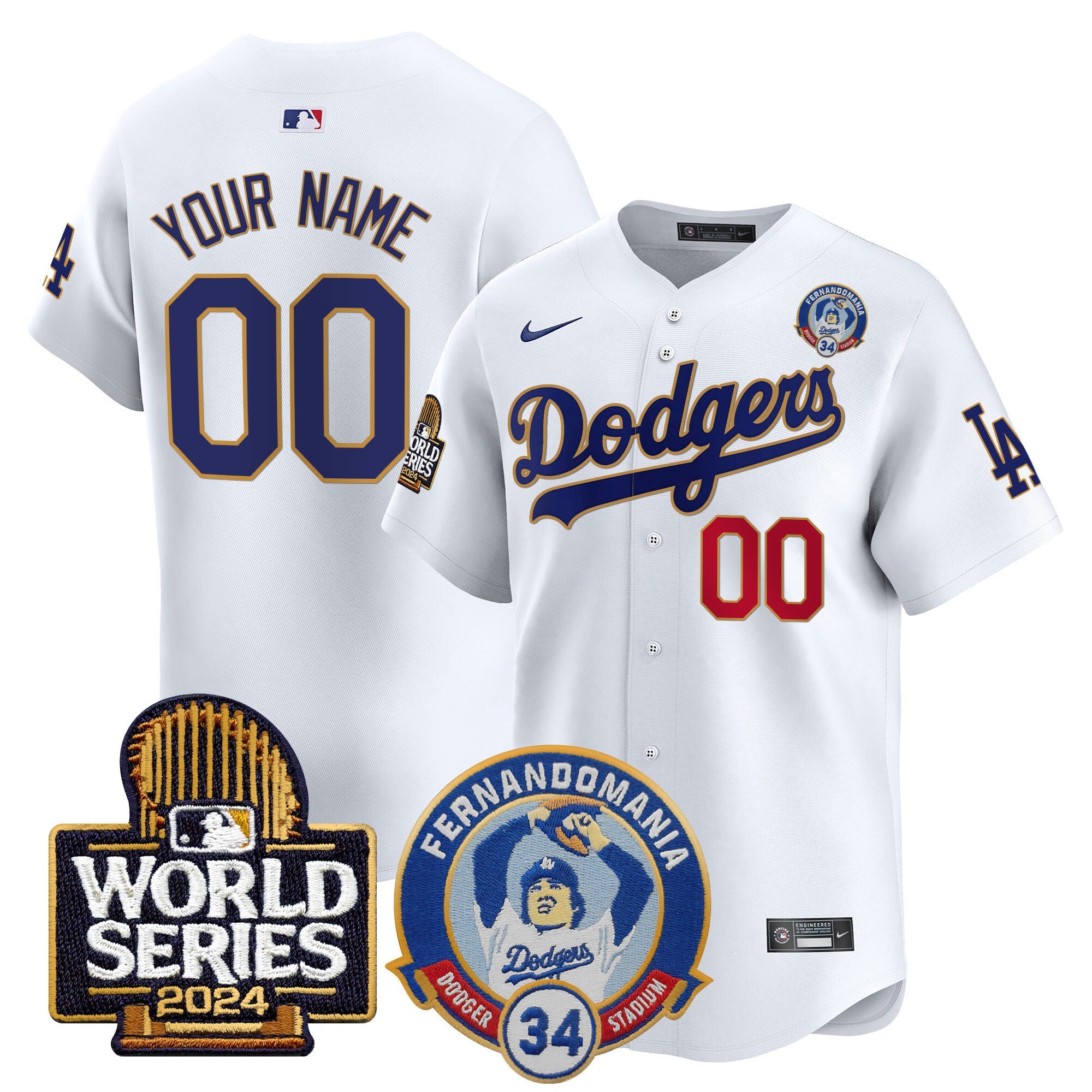 Fernando Valenzuela & 2024 World Series Patch Vapor Premier Limited Custom Jersey