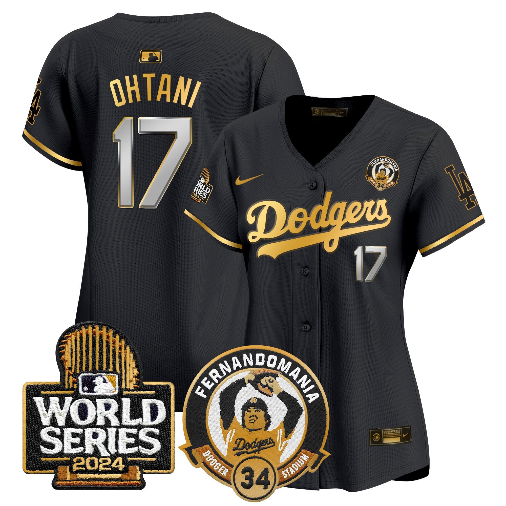 Women’s Fernando Valenzuela & 2024 World Series Patch Vapor Premier Limited Jersey