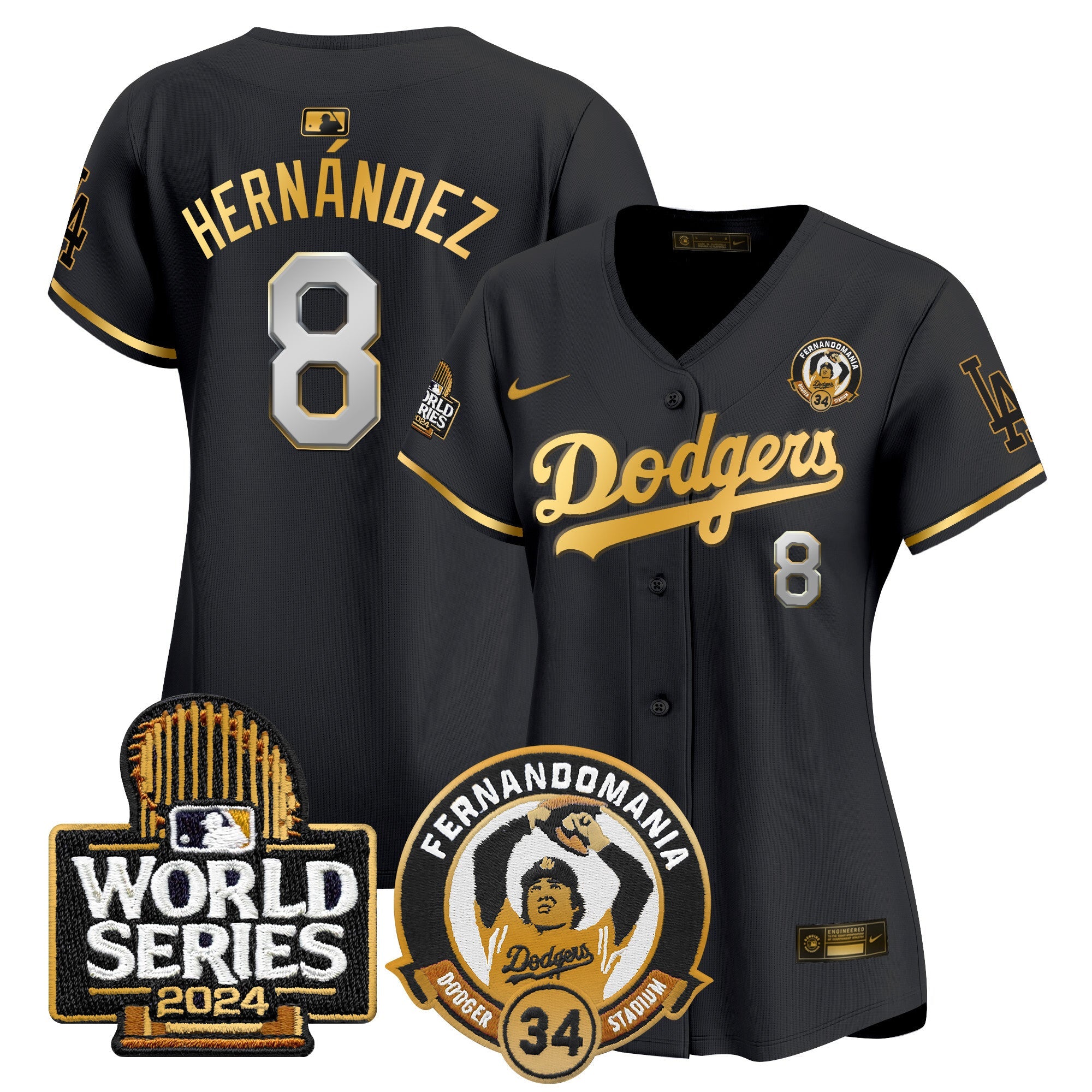 Women’s Fernando Valenzuela & 2024 World Series Patch Vapor Premier Limited Jersey