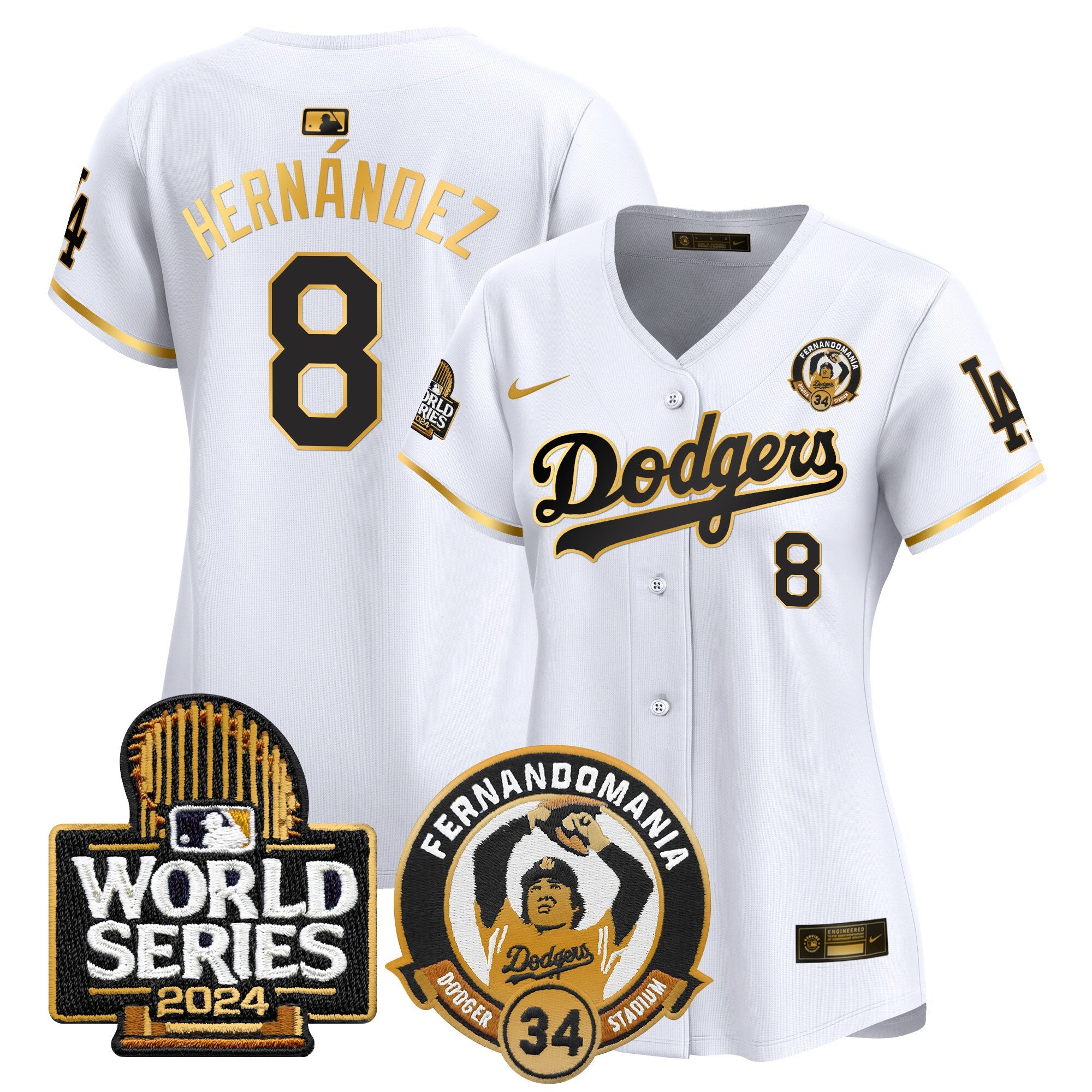 Women’s Fernando Valenzuela & 2024 World Series Patch Vapor Premier Limited Jersey