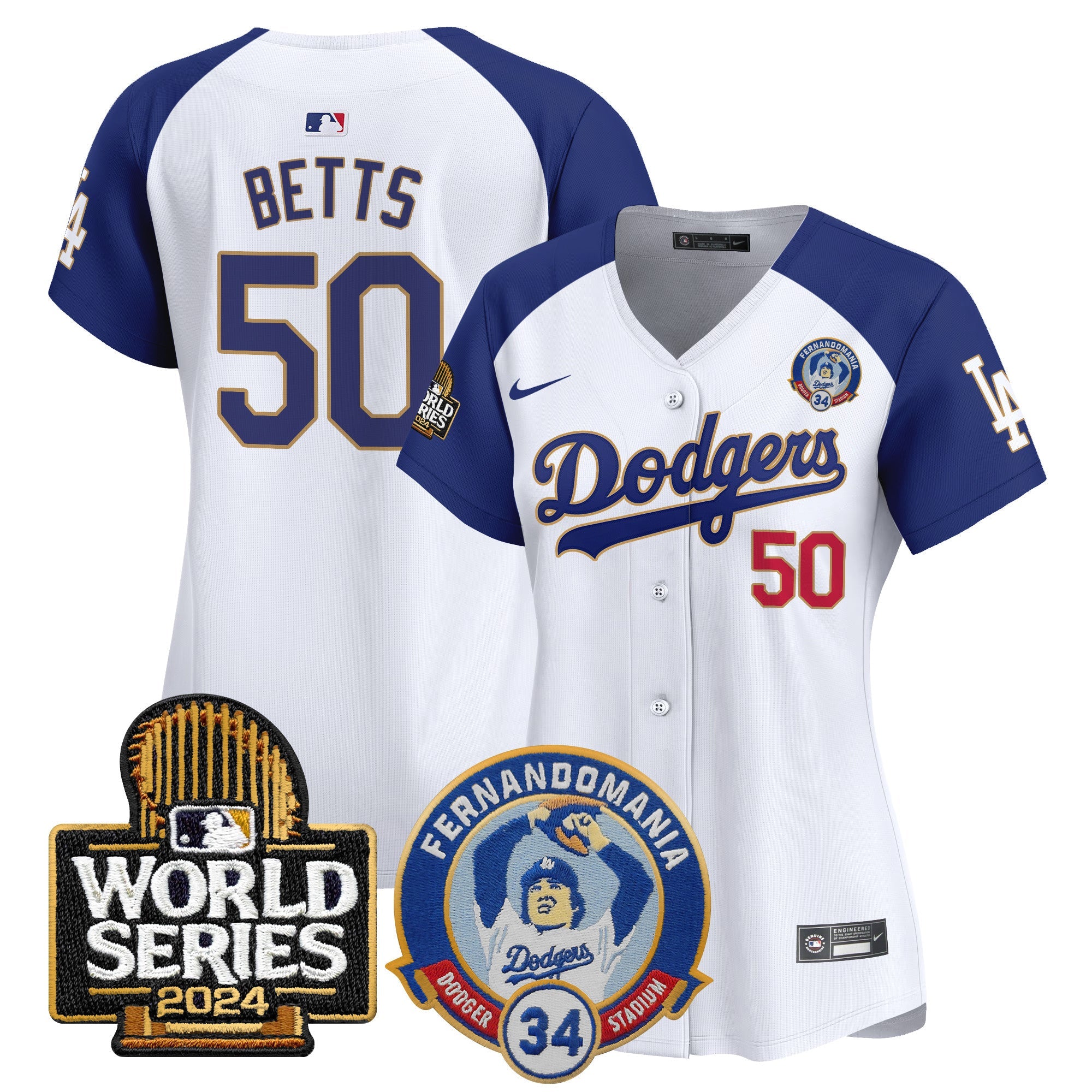 Women’s Fernando Valenzuela & 2024 World Series Patch Vapor Premier Limited Jersey