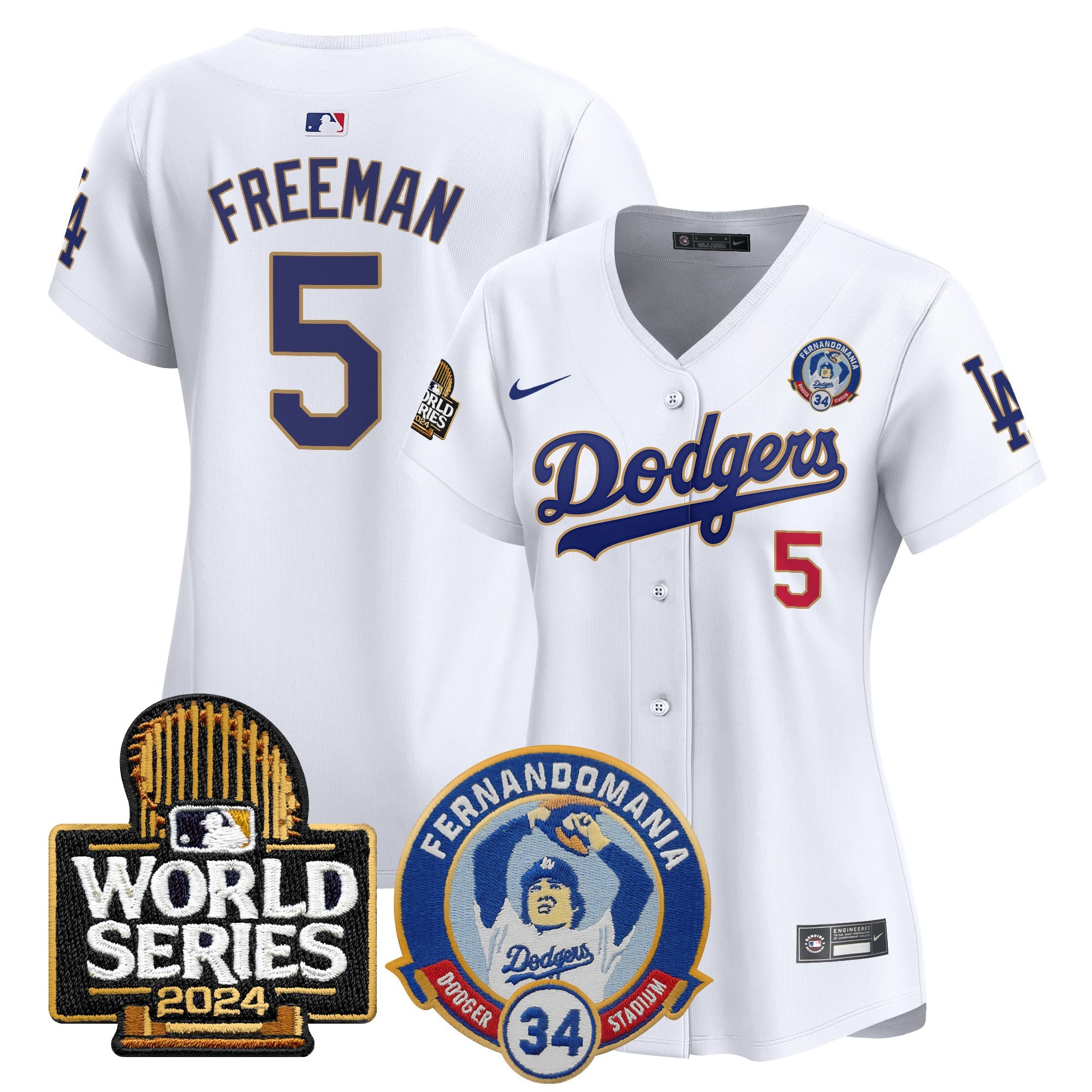 Women’s Fernando Valenzuela & 2024 World Series Patch Vapor Premier Limited Jersey