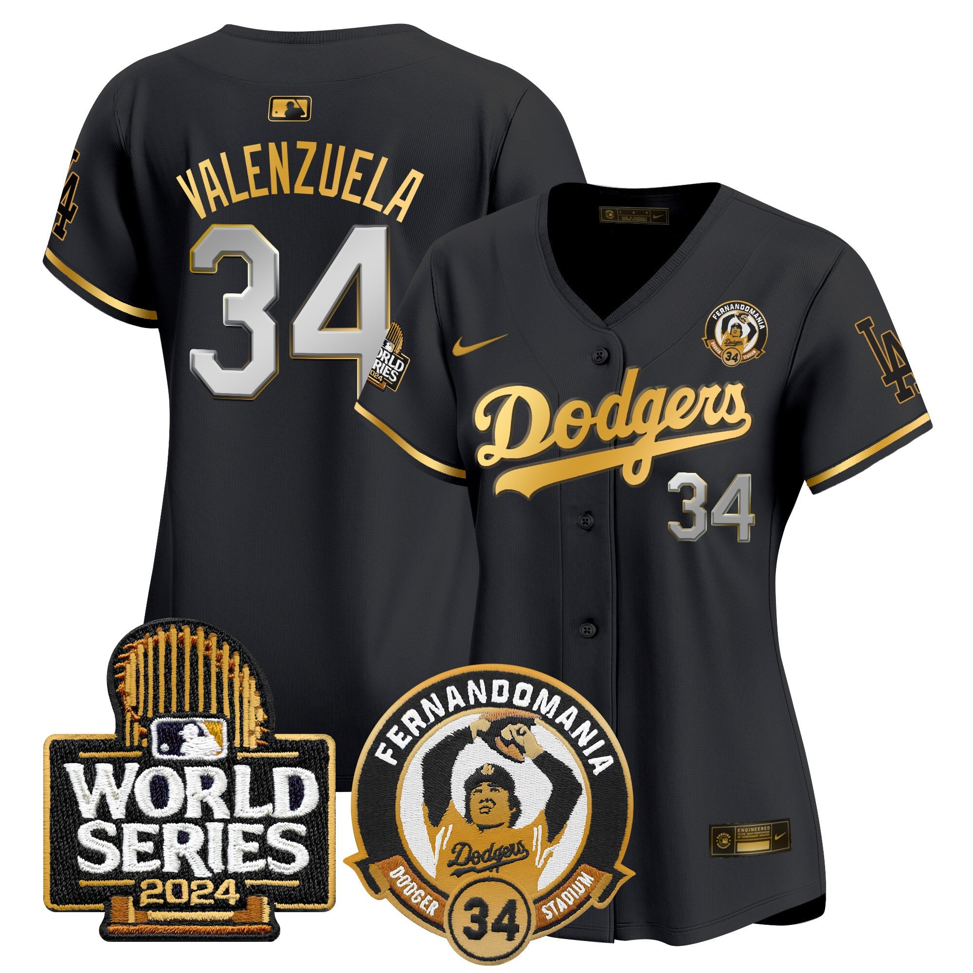 Women’s Fernando Valenzuela & 2024 World Series Patch Vapor Premier Limited Jersey