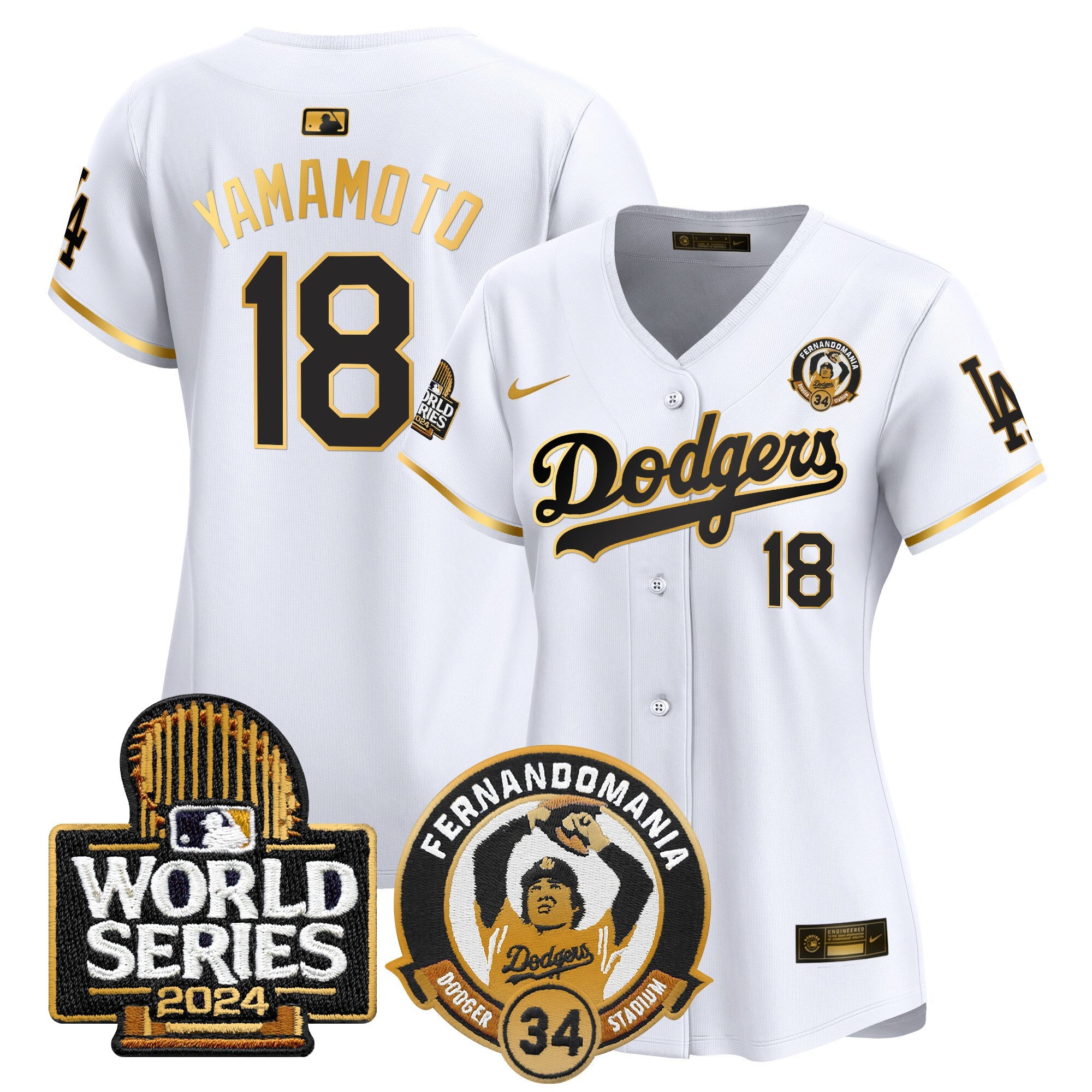Women’s Fernando Valenzuela & 2024 World Series Patch Vapor Premier Limited Jersey