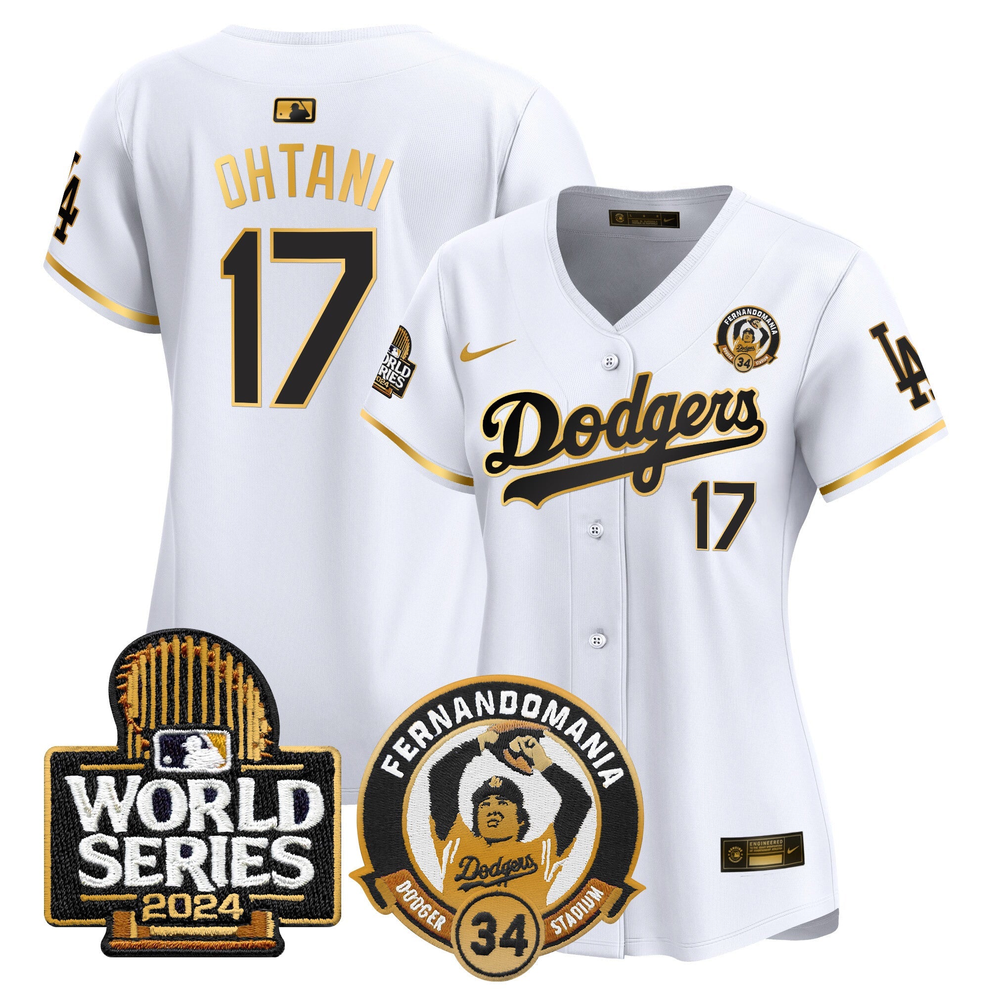Women’s Fernando Valenzuela & 2024 World Series Patch Vapor Premier Limited Jersey