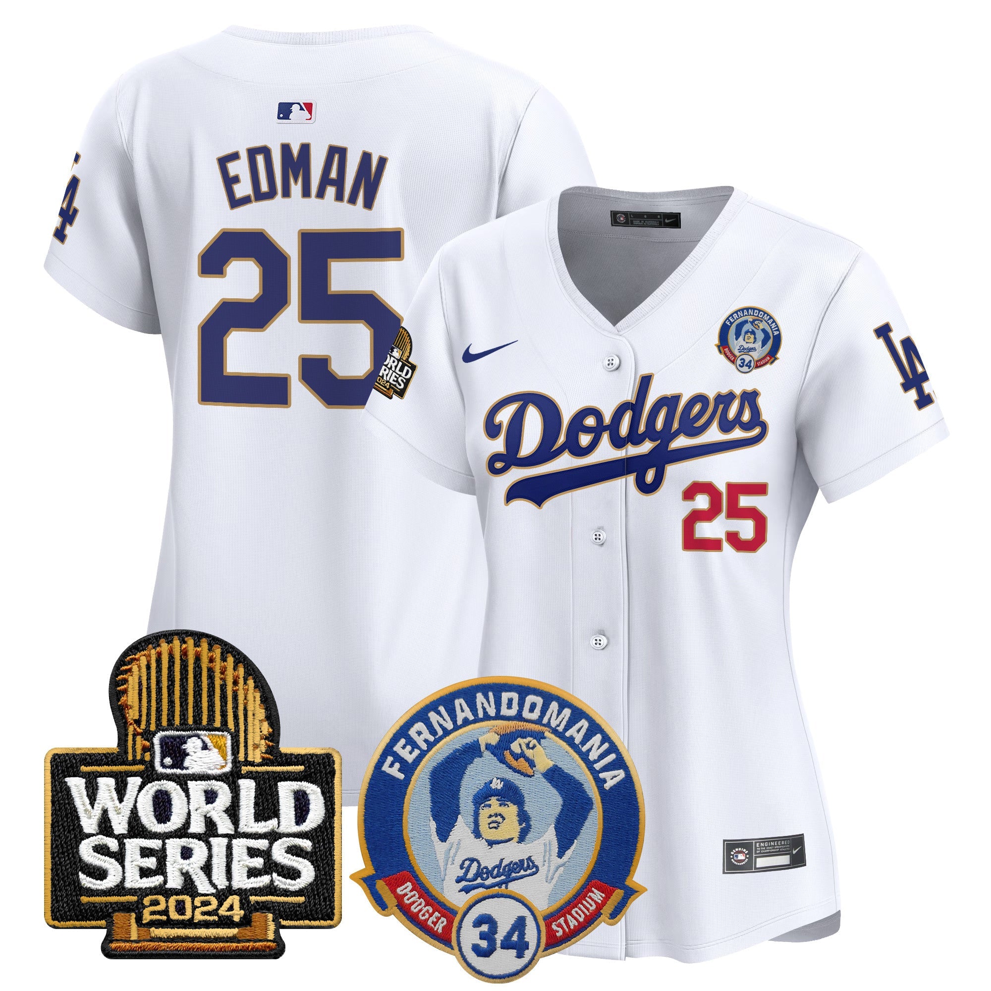 Women’s Fernando Valenzuela & 2024 World Series Patch Vapor Premier Limited Jersey