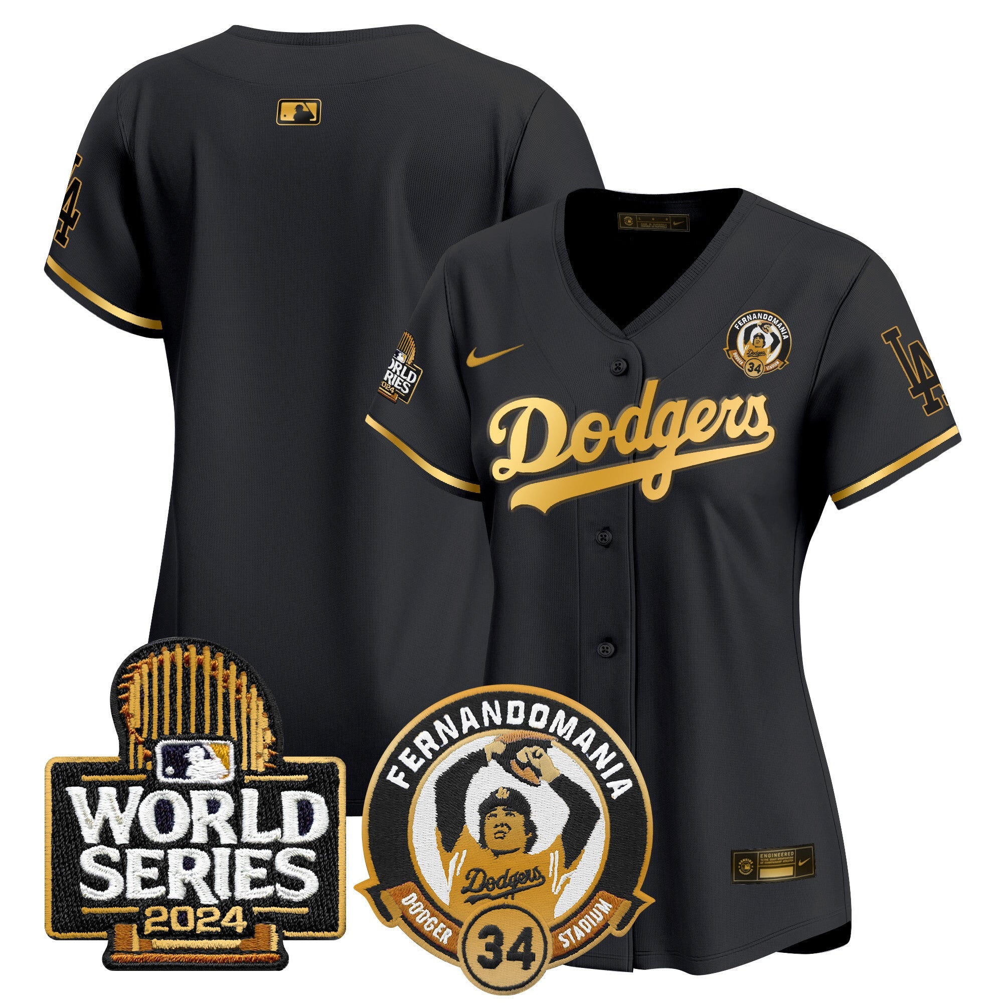 Women’s Fernando Valenzuela & 2024 World Series Patch Vapor Premier Limited Jersey