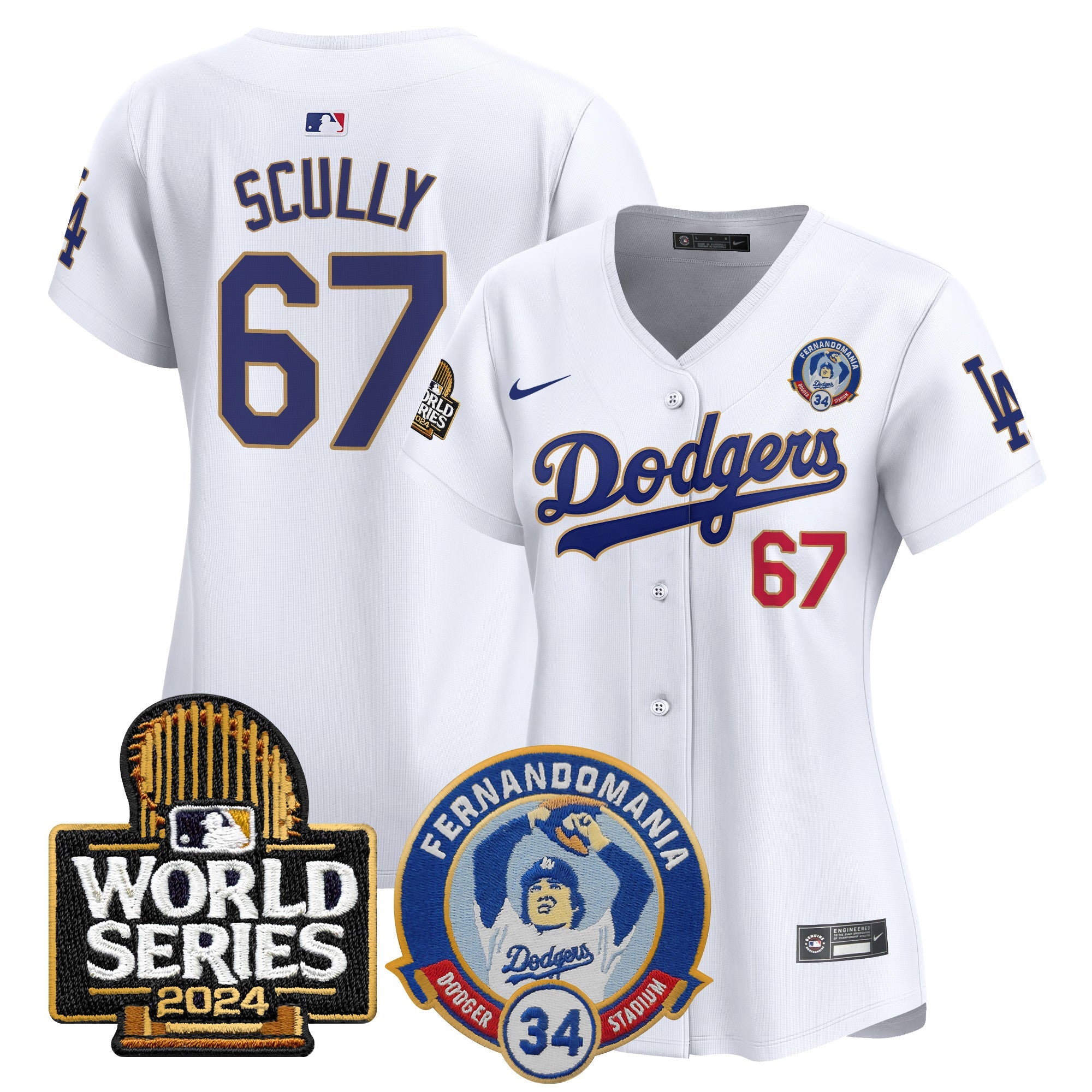 Women’s Fernando Valenzuela & 2024 World Series Patch Vapor Premier Limited Jersey