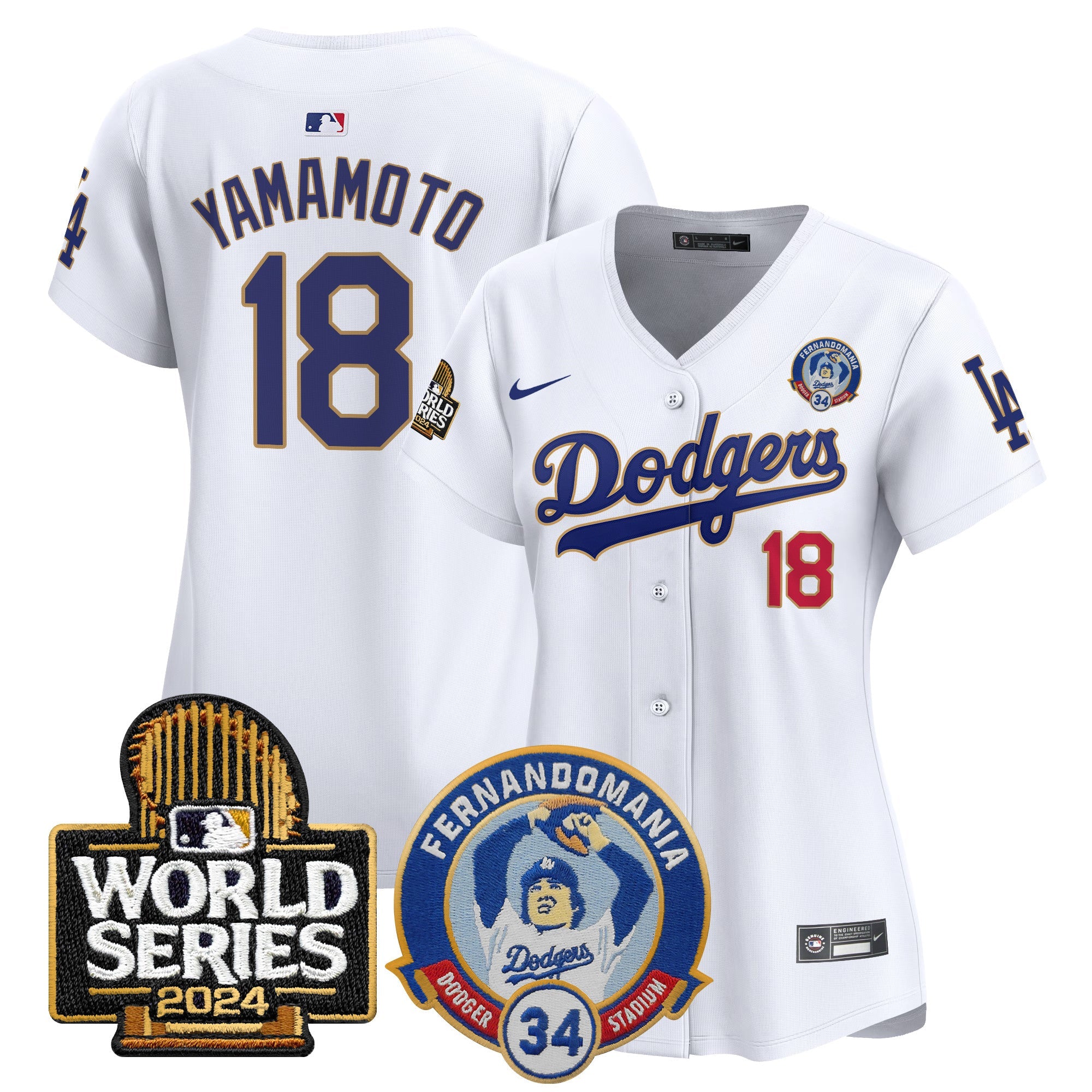 Women’s Fernando Valenzuela & 2024 World Series Patch Vapor Premier Limited Jersey