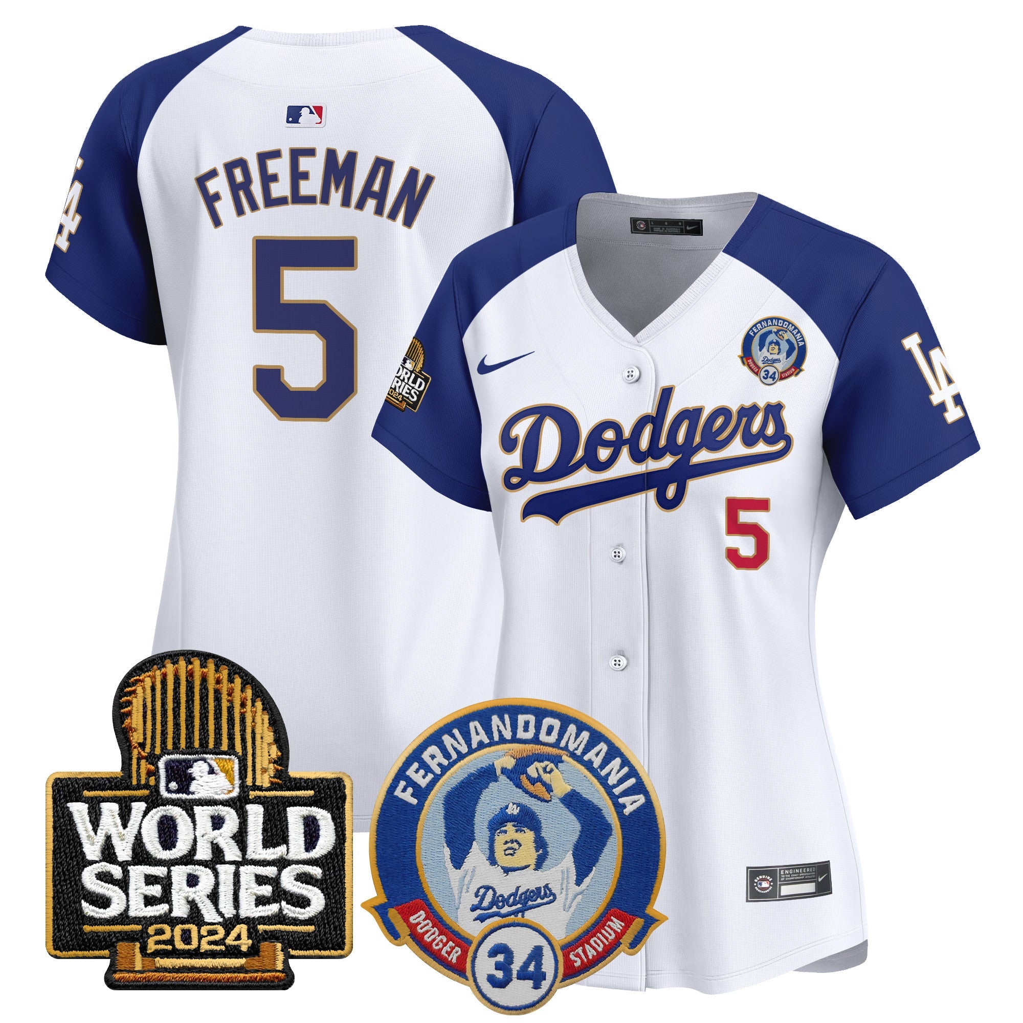 Women’s Fernando Valenzuela & 2024 World Series Patch Vapor Premier Limited Jersey