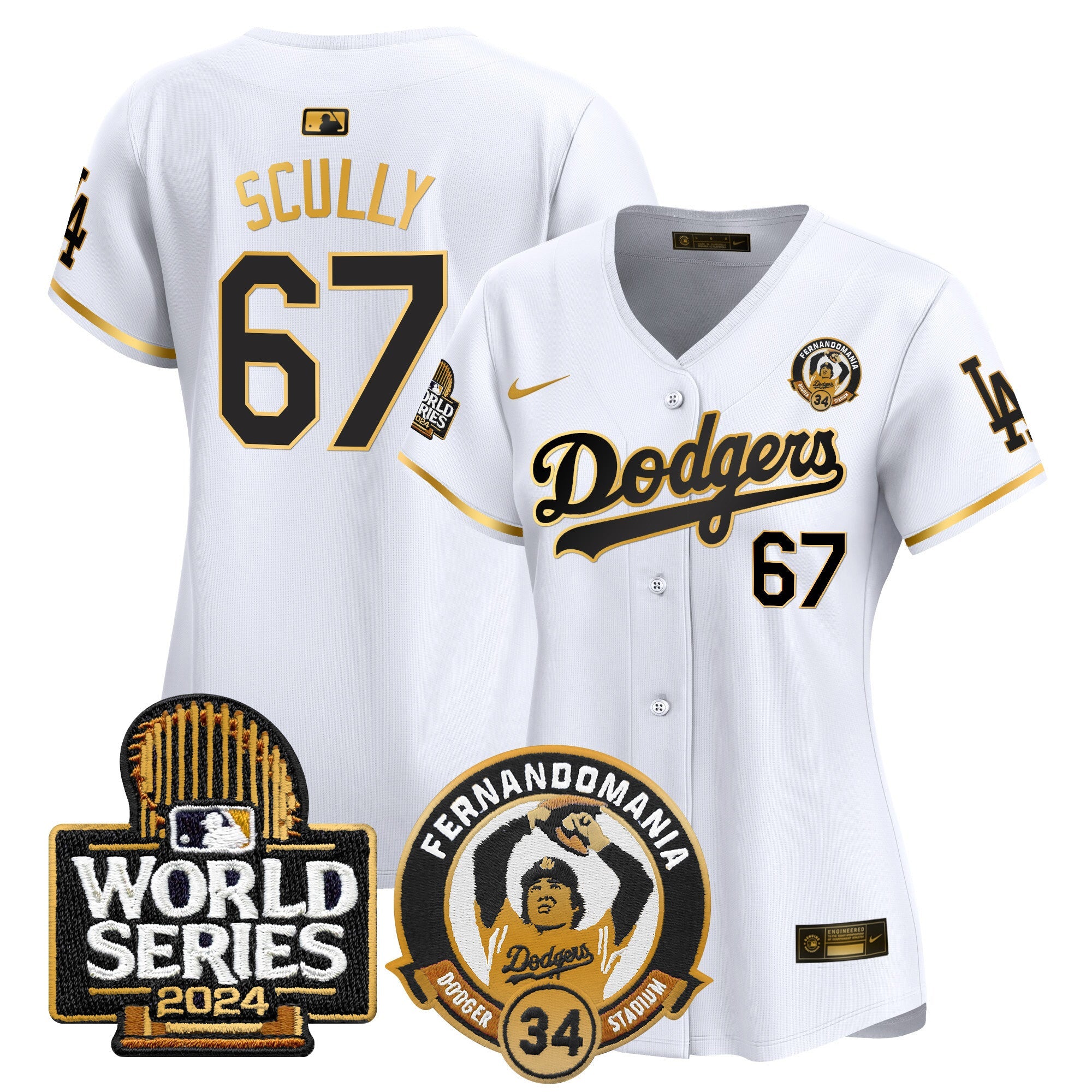Women’s Fernando Valenzuela & 2024 World Series Patch Vapor Premier Limited Jersey