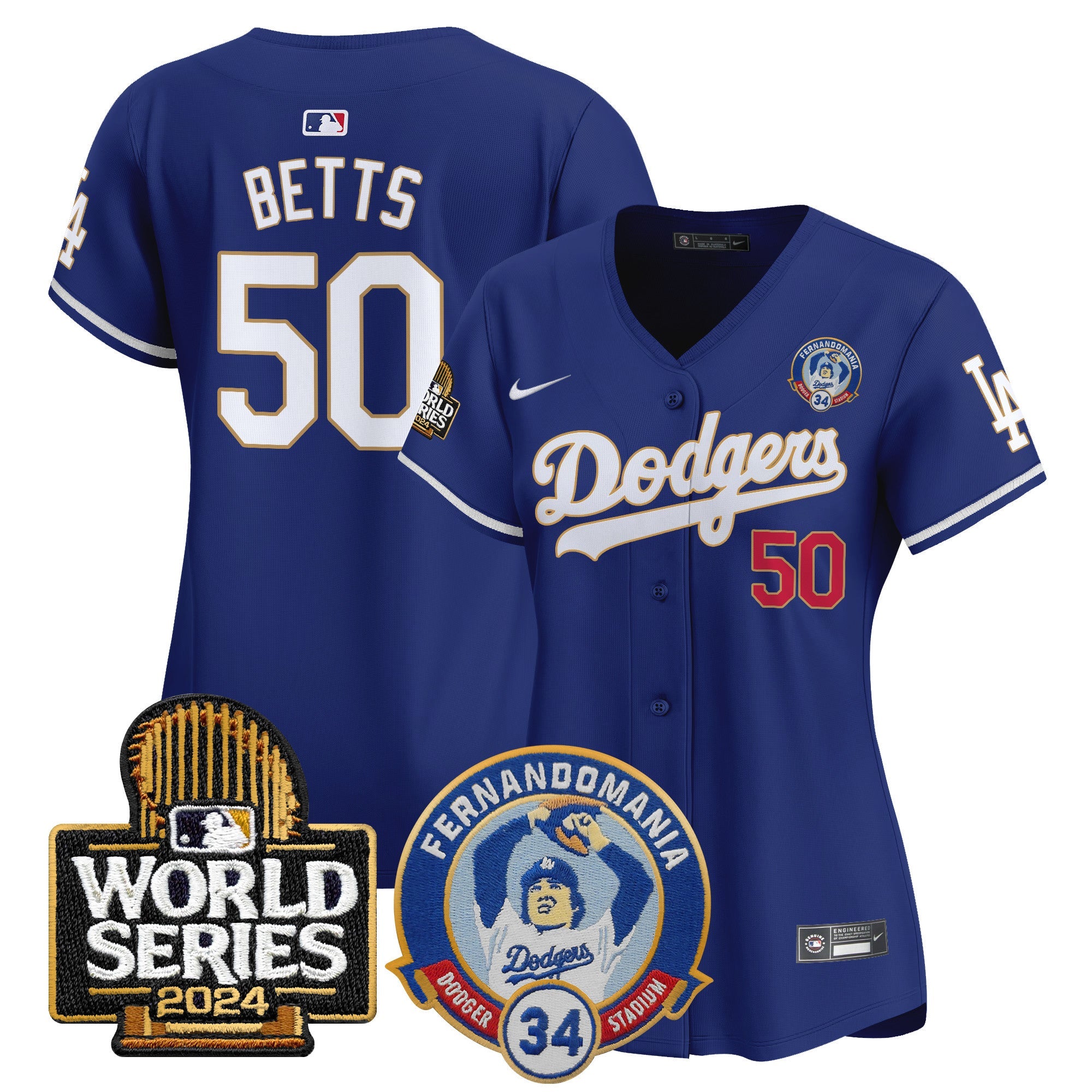 Women’s Fernando Valenzuela & 2024 World Series Patch Vapor Premier Limited Jersey