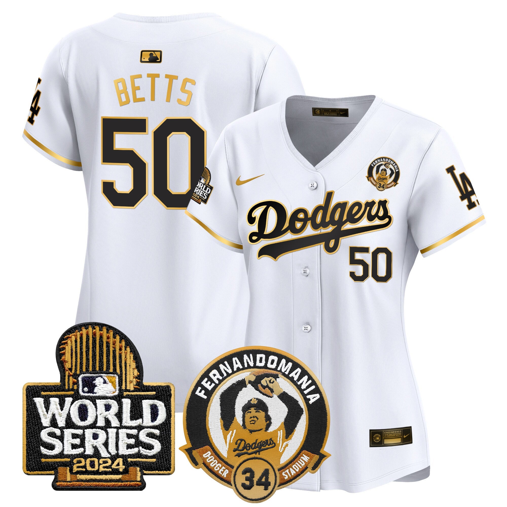 Women’s Fernando Valenzuela & 2024 World Series Patch Vapor Premier Limited Jersey