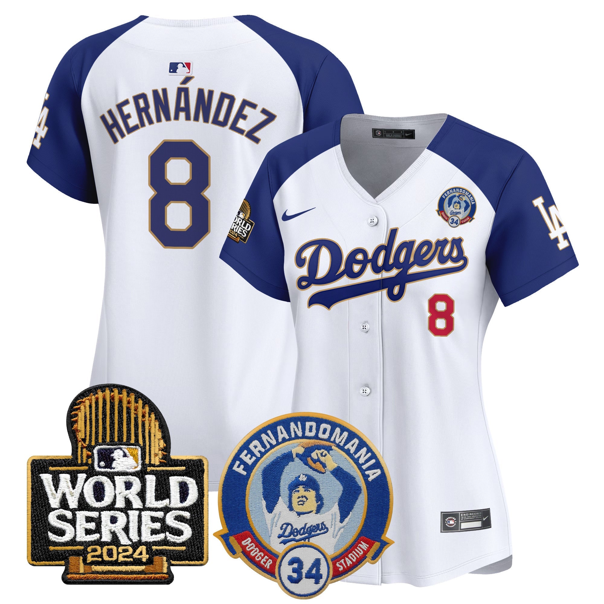 Women’s Fernando Valenzuela & 2024 World Series Patch Vapor Premier Limited Jersey