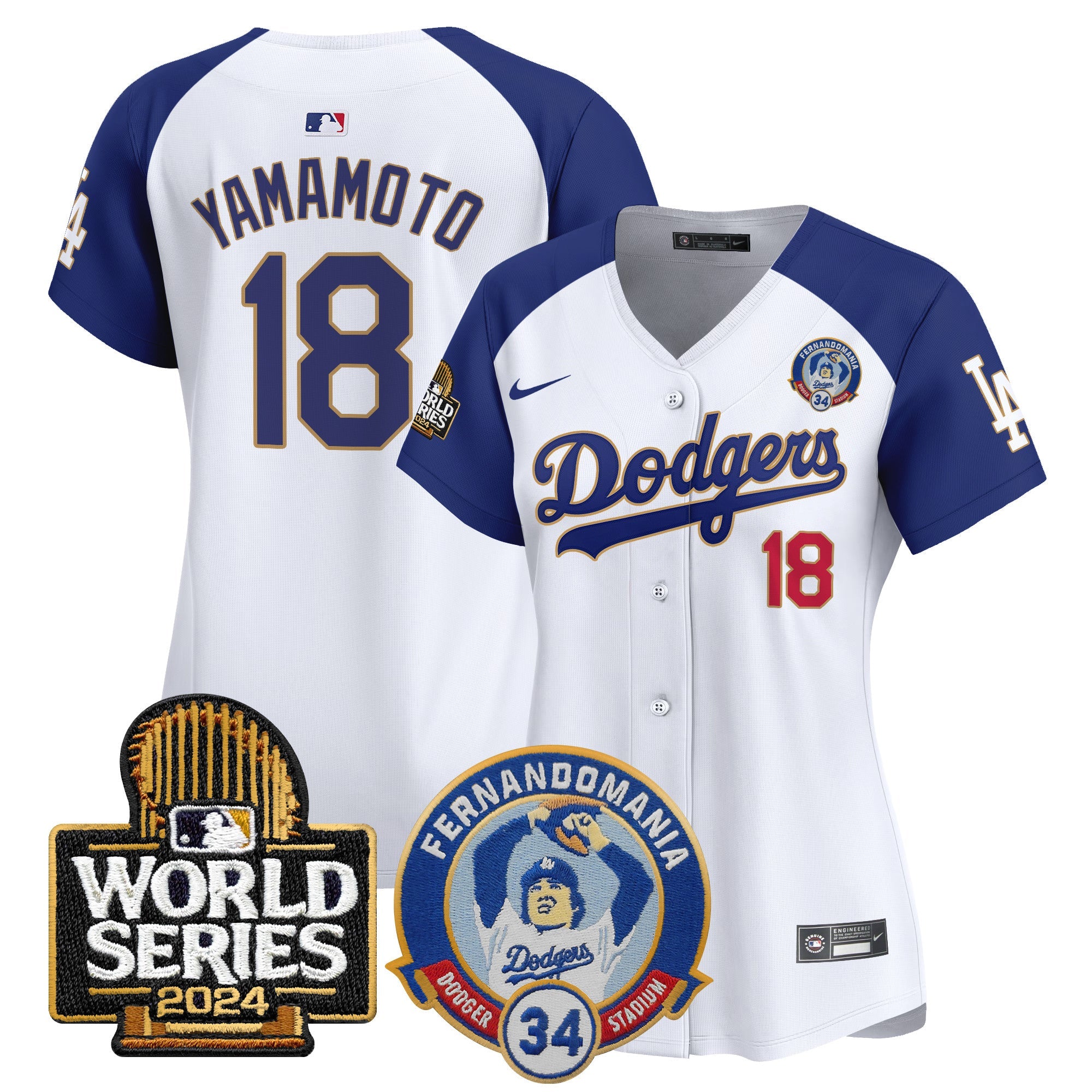 Women’s Fernando Valenzuela & 2024 World Series Patch Vapor Premier Limited Jersey