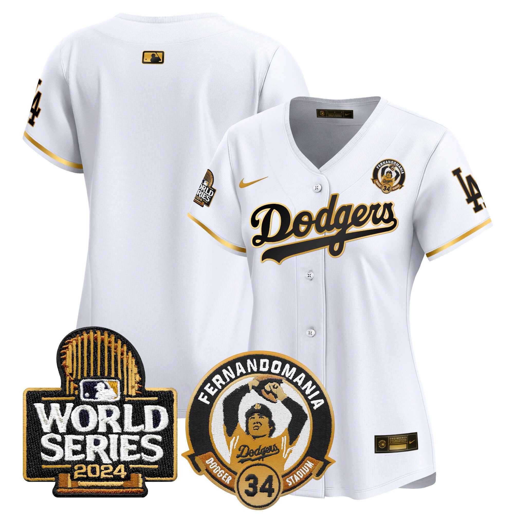 Women’s Fernando Valenzuela & 2024 World Series Patch Vapor Premier Limited Jersey