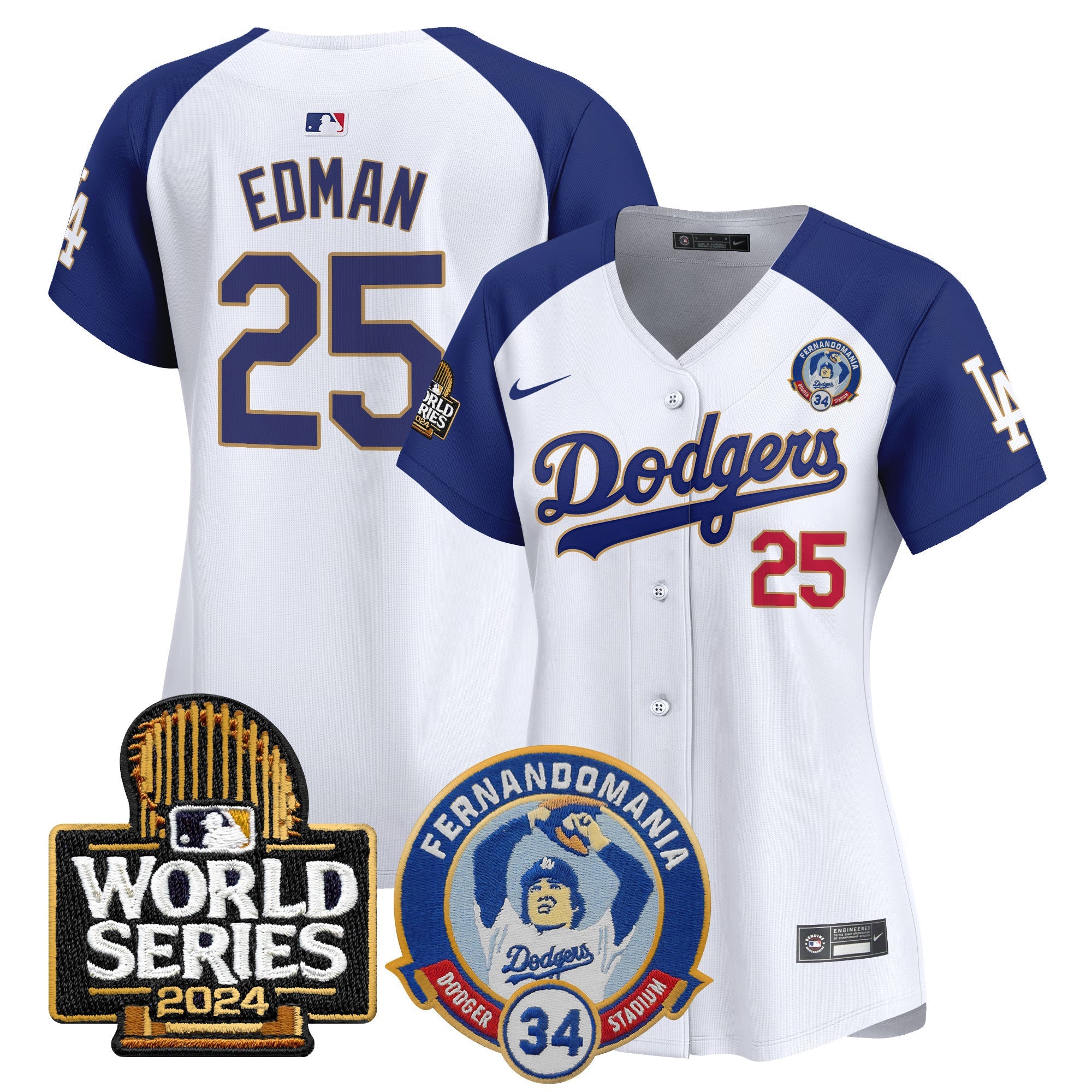 Women’s Fernando Valenzuela & 2024 World Series Patch Vapor Premier Limited Jersey