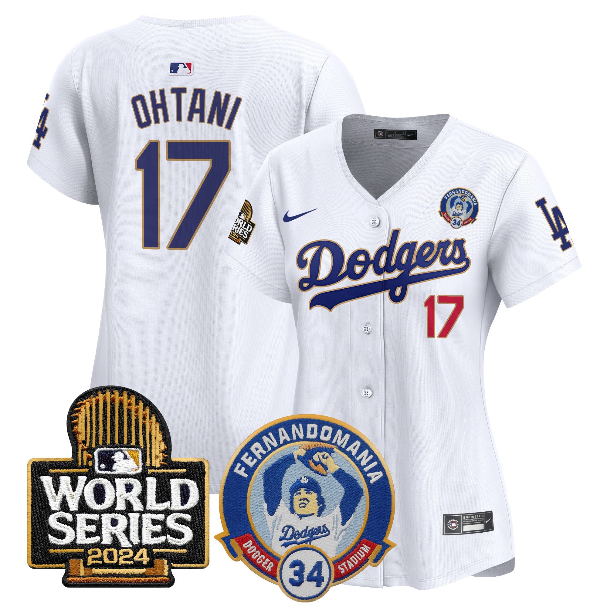 Women’s Fernando Valenzuela & 2024 World Series Patch Vapor Premier Limited Jersey