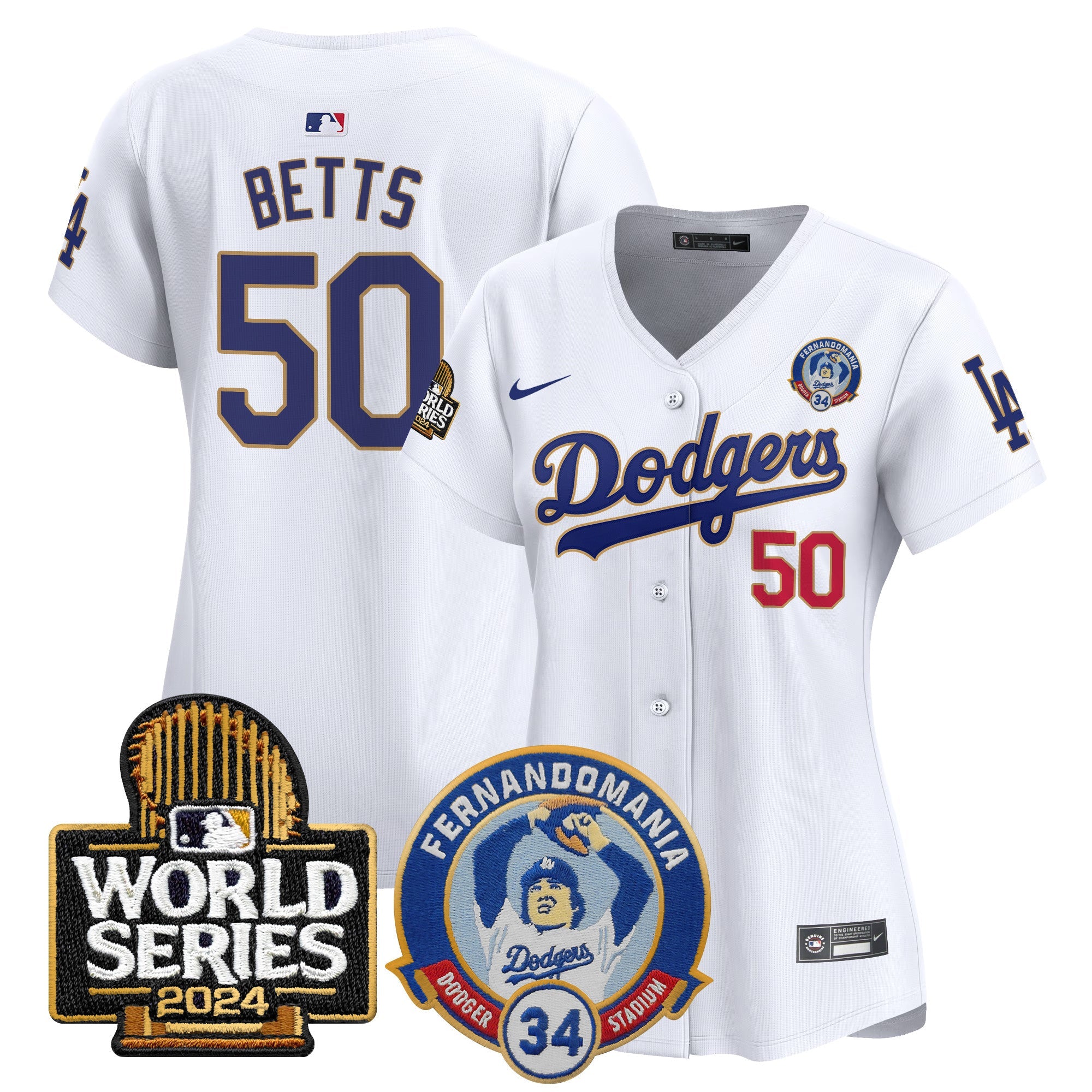 Women’s Fernando Valenzuela & 2024 World Series Patch Vapor Premier Limited Jersey