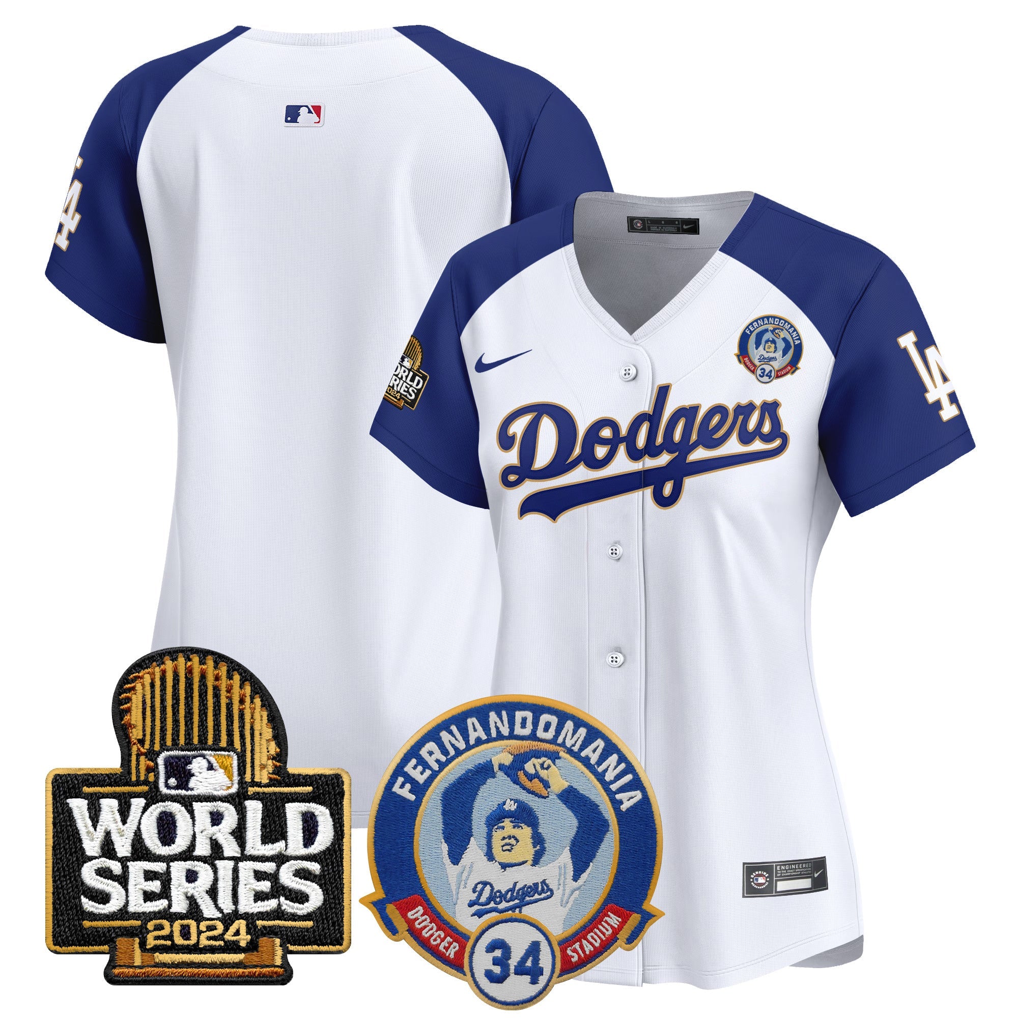 Women’s Fernando Valenzuela & 2024 World Series Patch Vapor Premier Limited Jersey