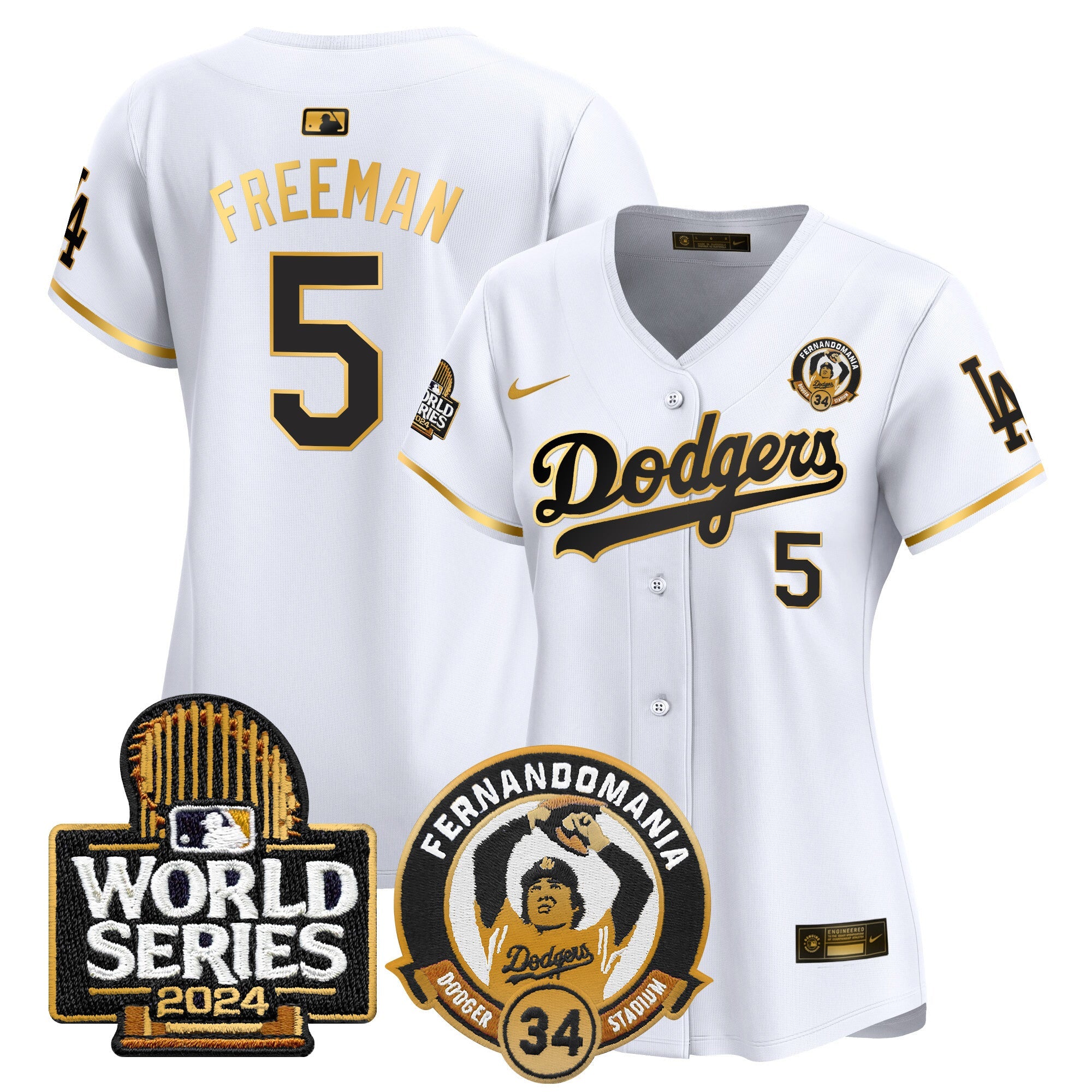 Women’s Fernando Valenzuela & 2024 World Series Patch Vapor Premier Limited Jersey