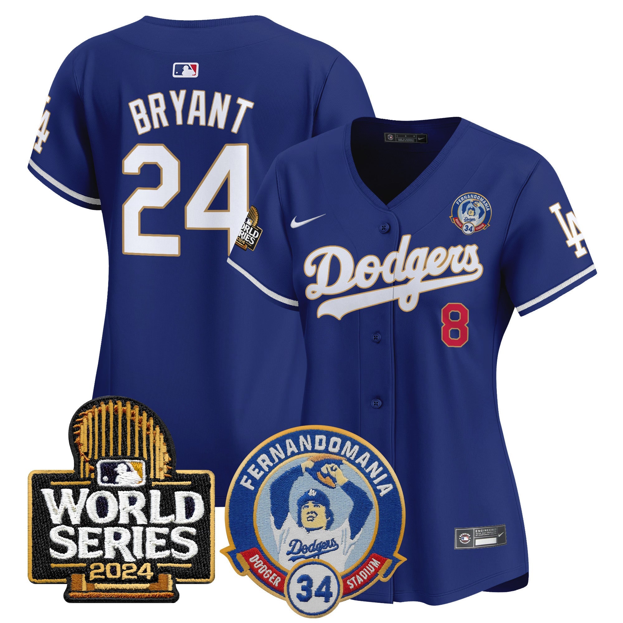 Women’s Fernando Valenzuela & 2024 World Series Patch Vapor Premier Limited Jersey