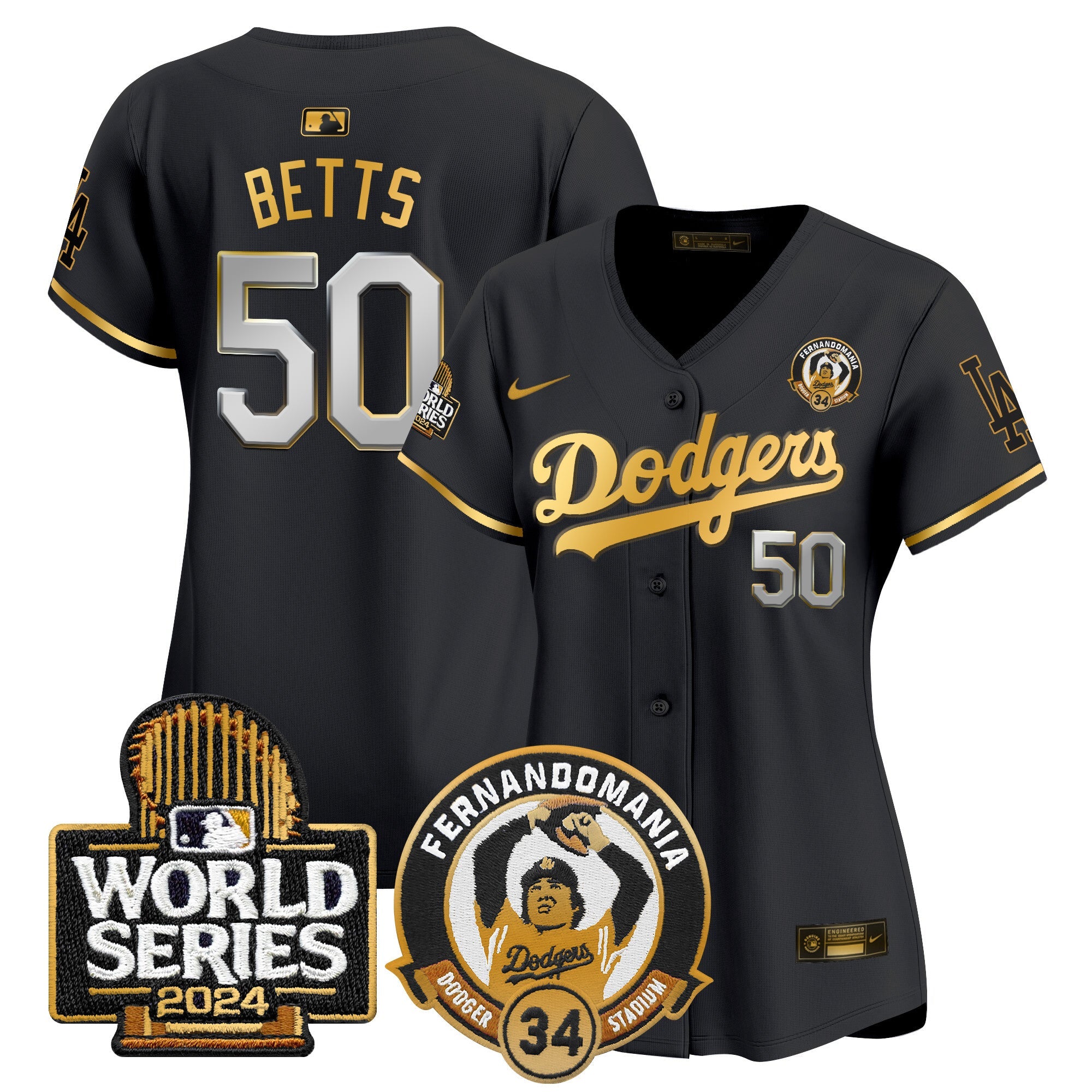 Women’s Fernando Valenzuela & 2024 World Series Patch Vapor Premier Limited Jersey